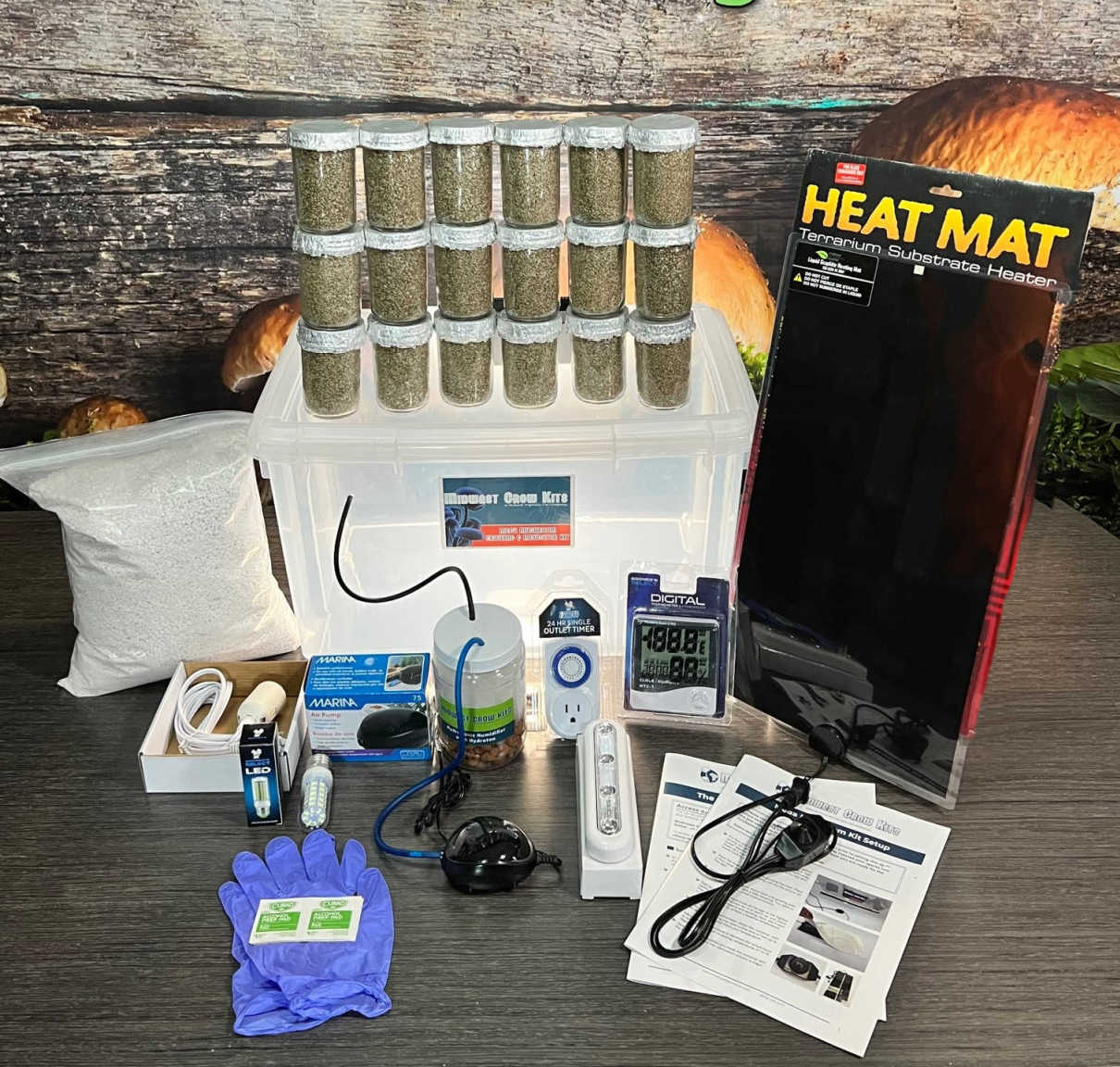Premium Midwest Grow Kits Mega Mushroom Growing Kit with Incubator - Organic Mushroom Cultivation Supplies for Homegrown Oyster, Shiitake & More - Perfect for Indoor Gardening & Gourmet Cooking