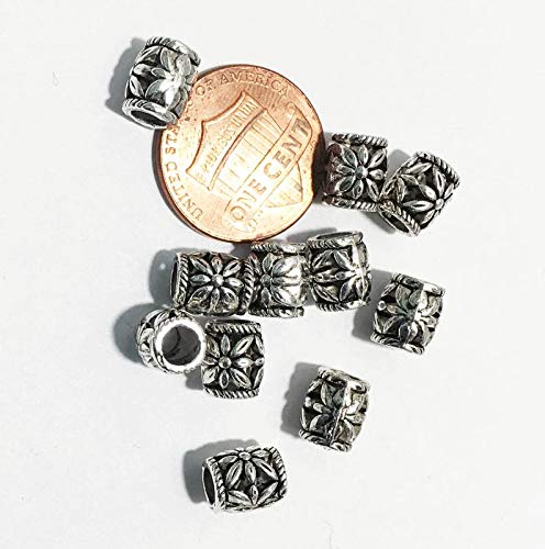 50 pcs Antique Silver Drum Spacer Beads 8x7mm, 3.5mm Hole - DIY Jewelry Making Supplies for Necklaces, Bracelets & Earrings - Bulk Beading Components for Crafters & Designers