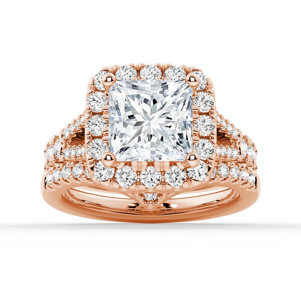 Princess Cut Split Shank Moissanite Halo Engagement Ring - 1.5ct Diamond Alternative Wedding Ring for Women, Proposal Gift, Anniversary Jewelry (Perfect for Bridal, Valentine's Day & Special Occasions)