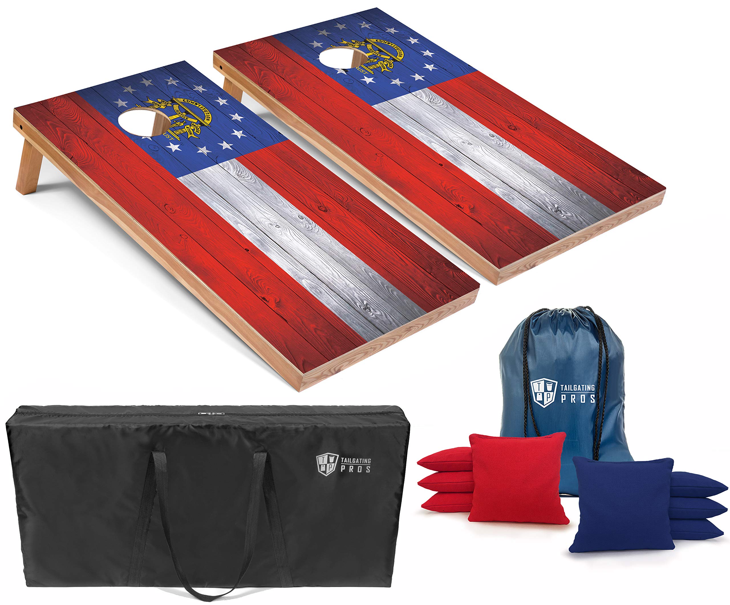 Premium Regulation Cornhole Boards Set with LED Lights - Includes 8 Bean Bags, Carrying Case & 4'x2' Cornhole Toss Game - Perfect for Tailgating, Backyard Parties & Outdoor Events