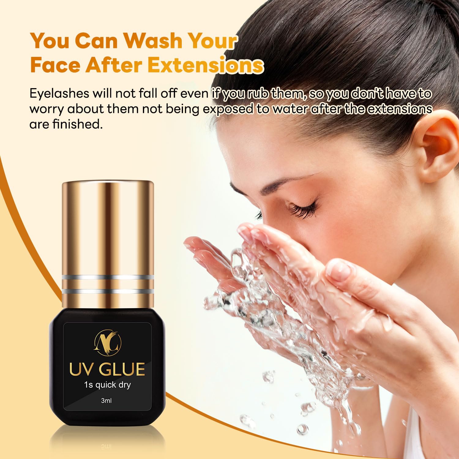 Professional UV Lash Glue 3ml - Quick-Drying 1 Second Eyelash Extension Adhesive, Waterproof & Long-Lasting - Perfect for Salon, Home Use & Special Occasions