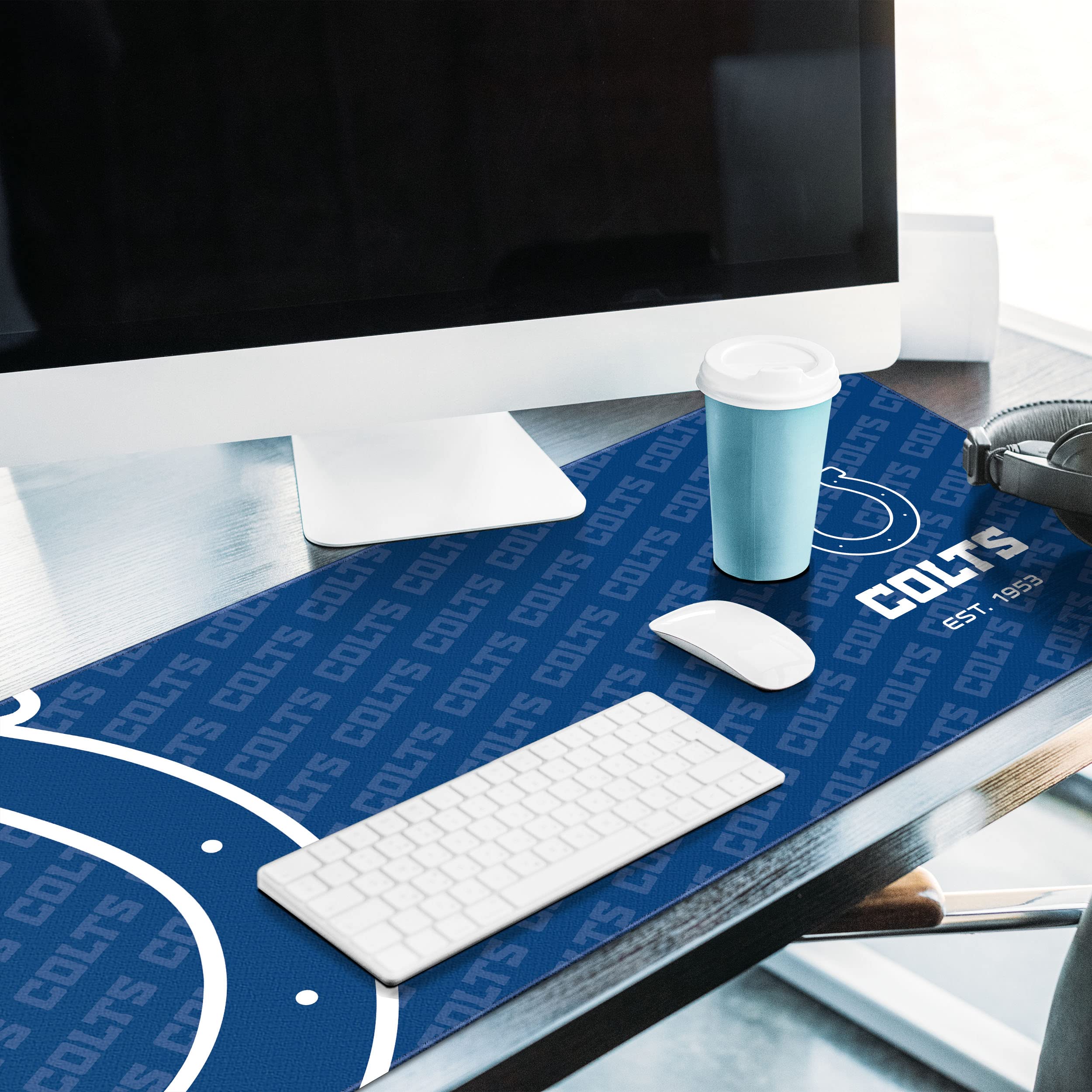 YouTheFan NFL Indianapolis Colts Logo Series Desk Pad - Non-Slip Mouse Pad & Office Desk Mat for Gaming, Work, and Home Office Setup