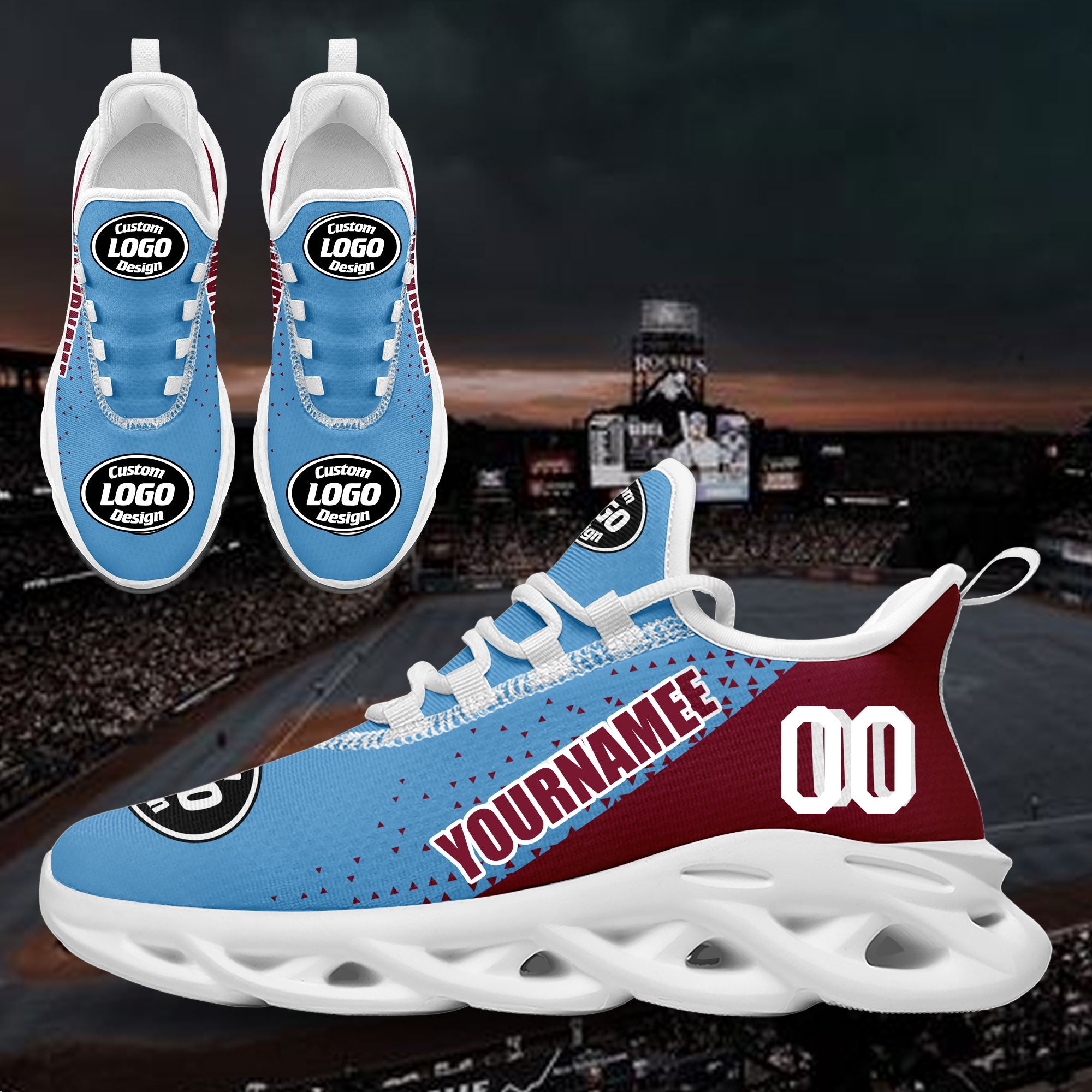 Custom Blue and Red MaxSoul Jersey, Shoes & Hat Combo - Personalized Sports Outfit for Basketball, Football Fans | Perfect for Game Day, Team Events & Fan Gear