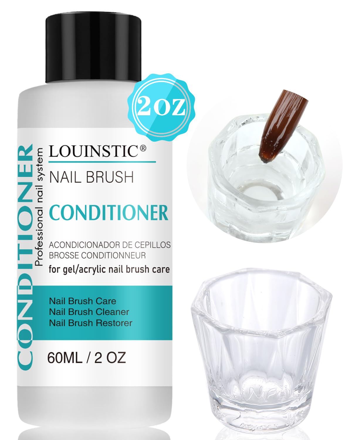 LOUINSTIC Nail Brush Cleaner 2oz – Professional Gel & Acrylic Brush Restorer – Deep Cleaning Solution for Nail Art Brushes – Removes Gel Polish & Acrylic Residue – Salon & Home Use – Perfect for Nail Technicians, DIY Manicures, and Salon Maintenance – Ideal for Cleaning After Gel Extensions & Nail Art – Keep Brushes Hygienic for Salon Professionals & Home Users