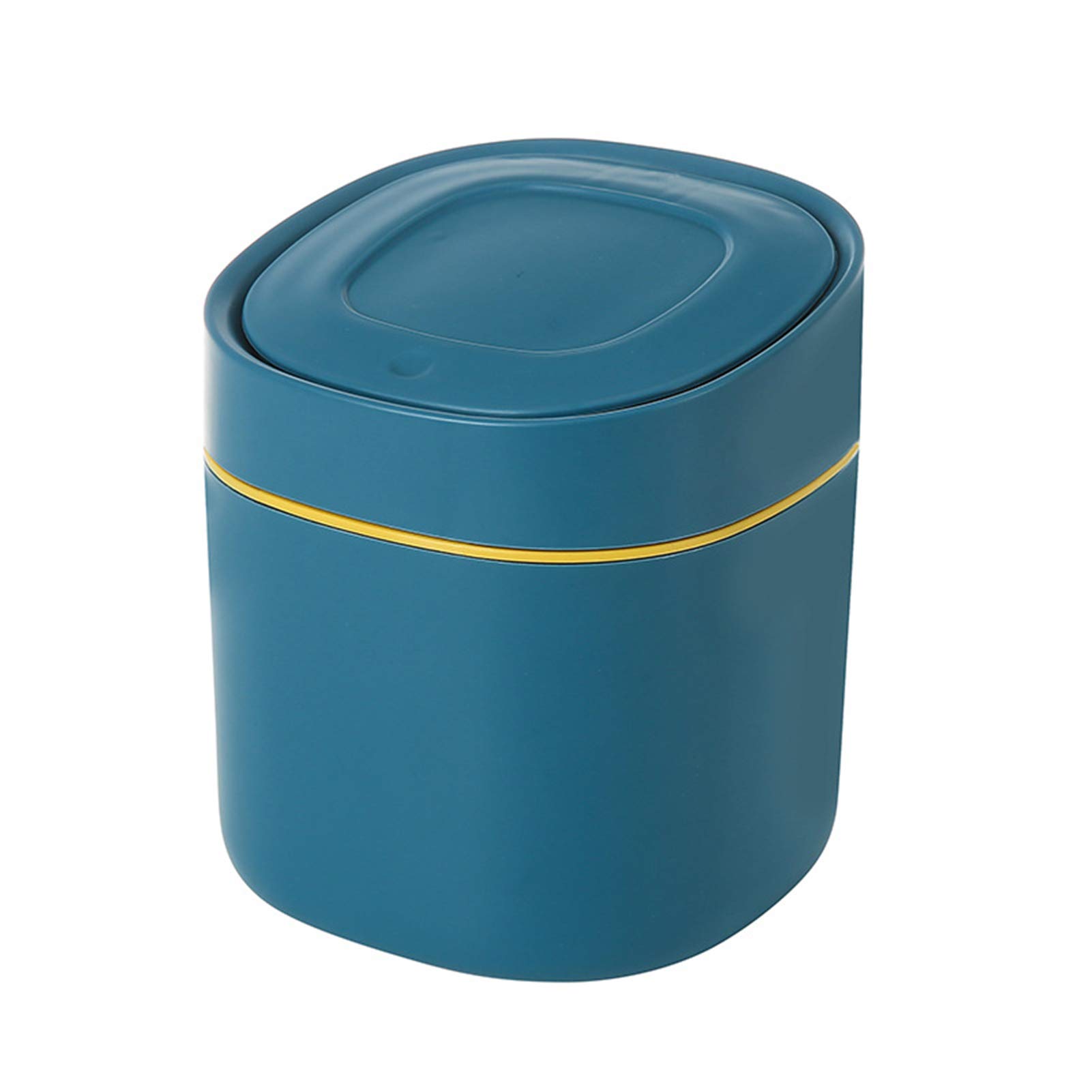 Meideli Mini Press Lid Trash Can - Small Wastebasket with Push Down Lid, Compact Desktop Garbage Bin for Home, Office, Kitchen & Bathroom (Blue) | Perfect for Small Spaces & Organized Waste Disposal