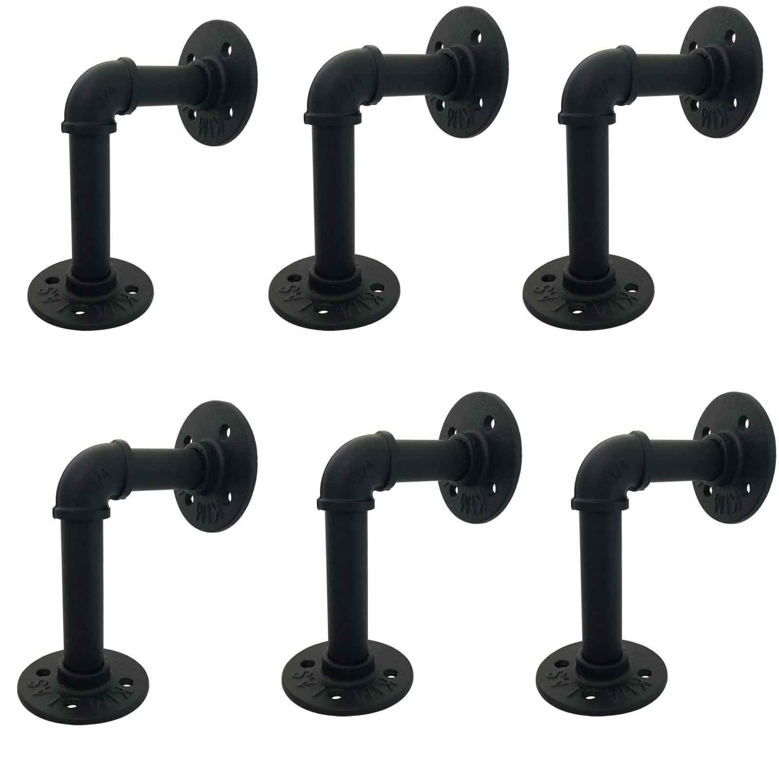 6-Pack Heavy Duty Iron L Pipe Shelf Brackets (3.9