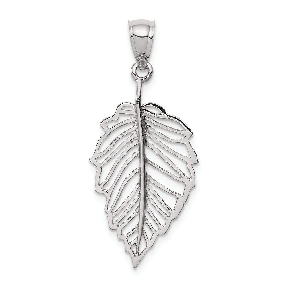 14K White Gold Polished Leaf Charm Pendant - Elegant Jewelry Gift for Women, Perfect for Necklaces & Bracelets - Birthday, Anniversary, Mother's Day