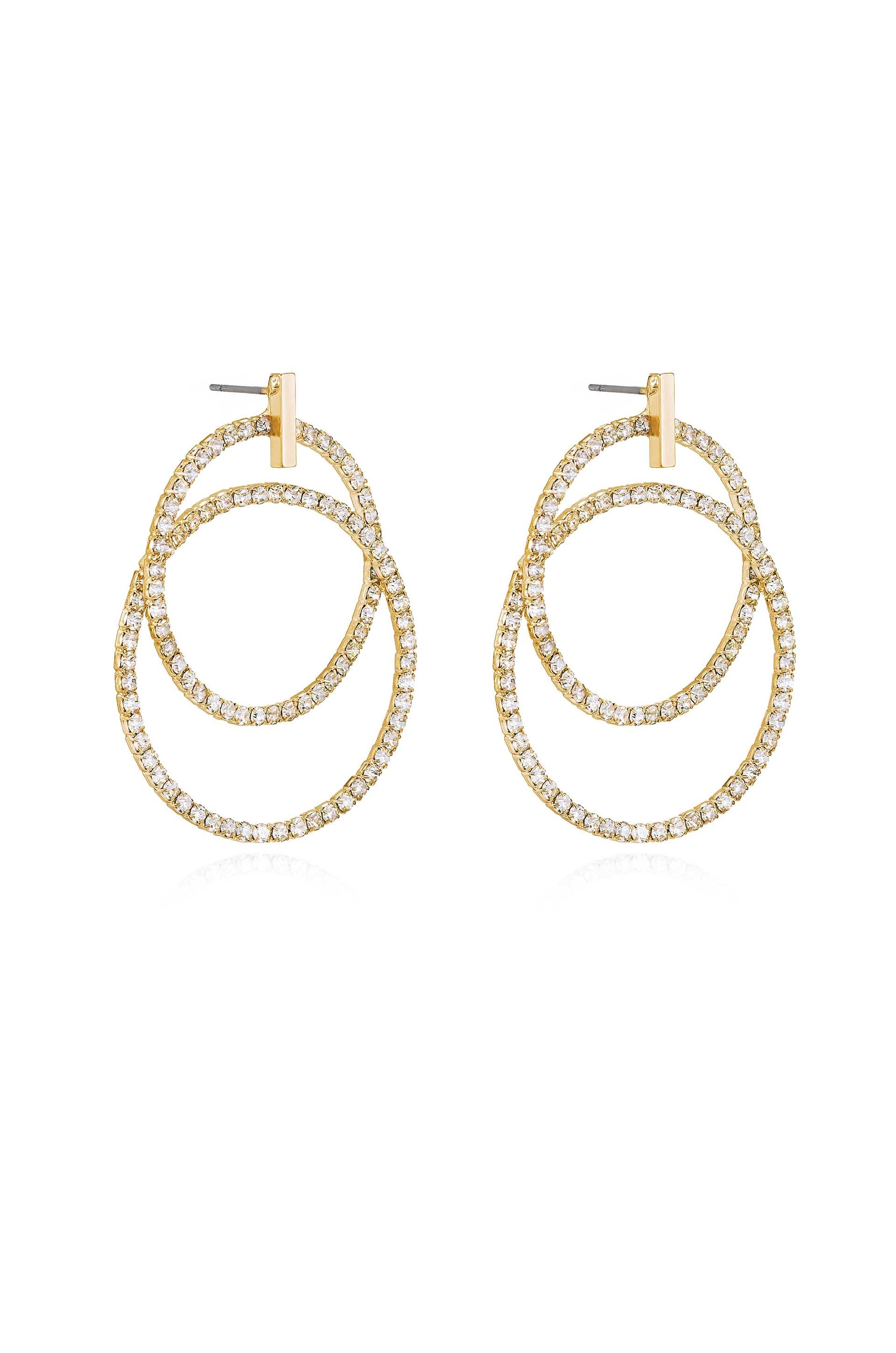 Elegant Crystal Dangle Hoop Earrings for Women - Sparkling Statement Jewelry for Party, Wedding & Evening Events