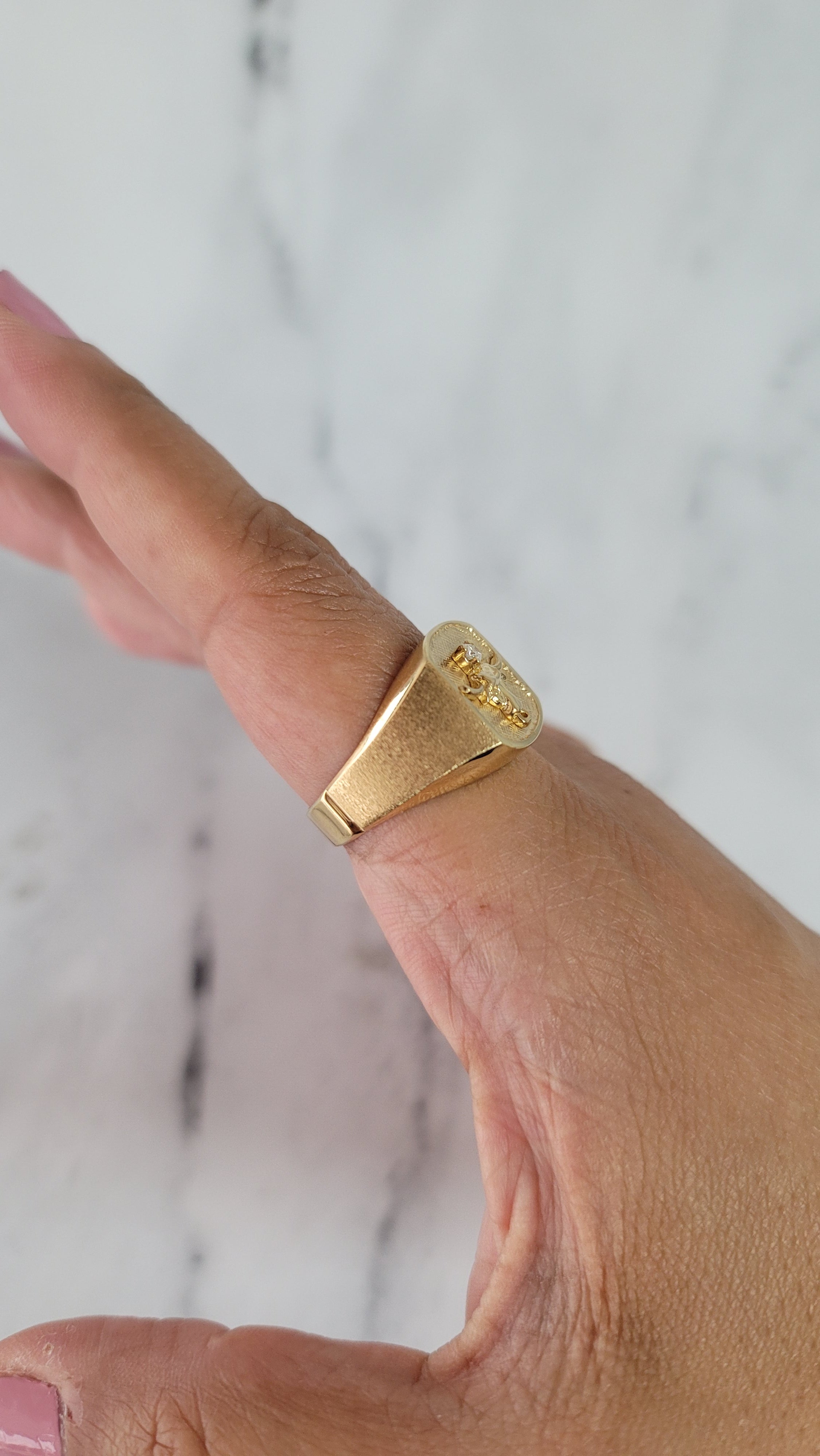 Longhorn Diamond Ring with Brushed Satin Finish - Elegant Western Jewelry for Women | Perfect for Cowgirl Fashion, Texas-Themed Events & Western Weddings