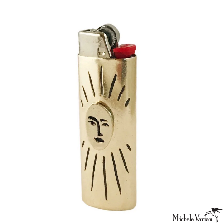 Premium Brass Face Lighter Case - Windproof & Durable Metal Cigarette Lighter Holder - Perfect for Outdoor Camping, Travel & Everyday Use