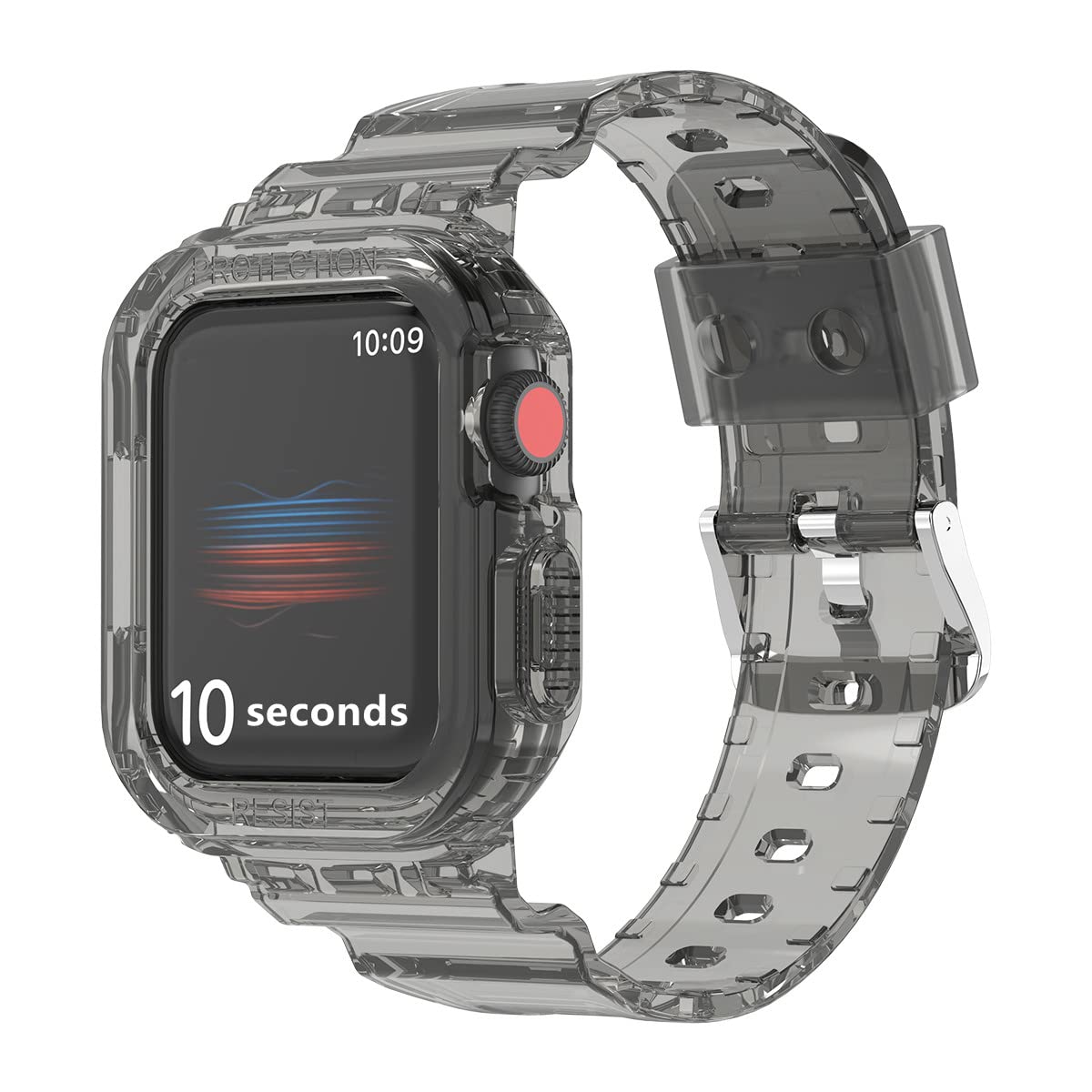 Mazoft Rugged Shockproof Military Protective Case with Sport Band Compatible with Apple Watch Series 7/6/5/4/3/2/1/SE (38mm 40mm 41mm 42mm 44mm 45mm) - Durable Watch Band for Men & Women - Perfect for Outdoor Sports, Gym Workouts & Daily Activities