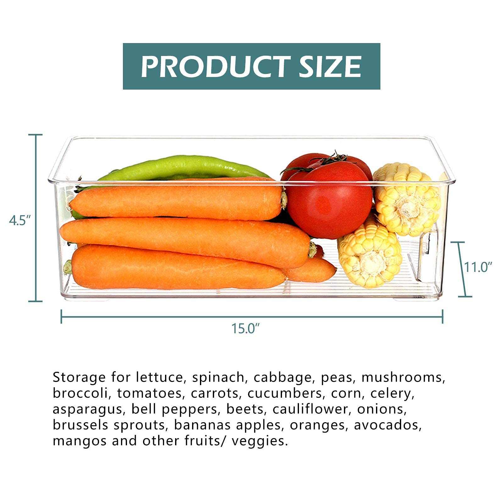 Elabo Food Storage Containers for Fridge - Stackable Refrigerator Organizer Bins with Lids & Drain Tray - Perfect for Vegetables, Berries, Fruits - Keep Produce Fresh Longer in Kitchen & Pantry Organization