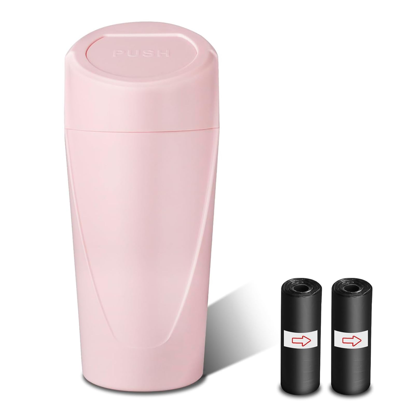 Leakproof Car Trash Can with Lid & 40 Trash Bags - Mini Garbage Bin for Car, SUV, Home & Office - Essential Auto Accessories (Sakura Pink) | Perfect for Road Trips, Commuting & Workspace Organization