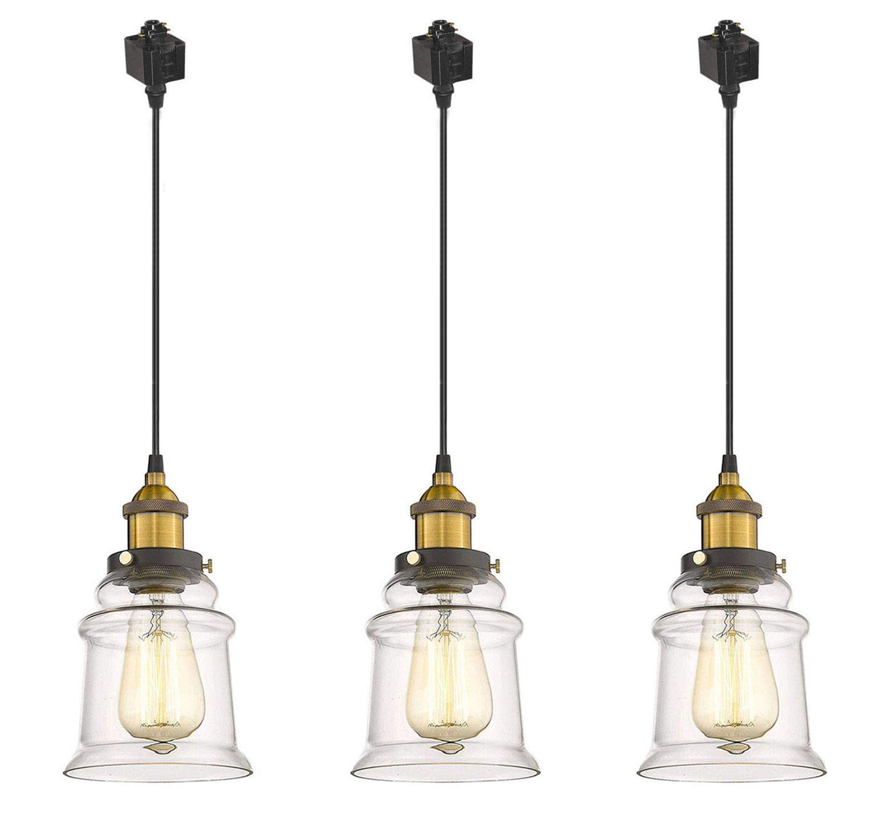 Vintage Industrial Pendant Light Fixtures - 3 Pack H Track Lighting with 5.12