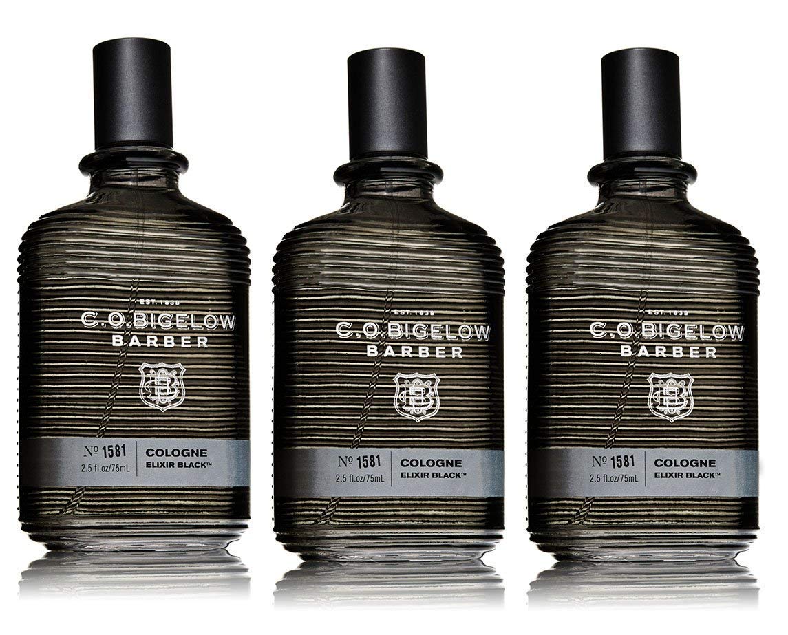 C.O. Bigelow Barber Cologne Elixir Black Cologne No. 1581 for Men - 2.5 Fl Oz (3-Pack) - Classic Fragrance for Daily Use, Grooming & Special Occasions