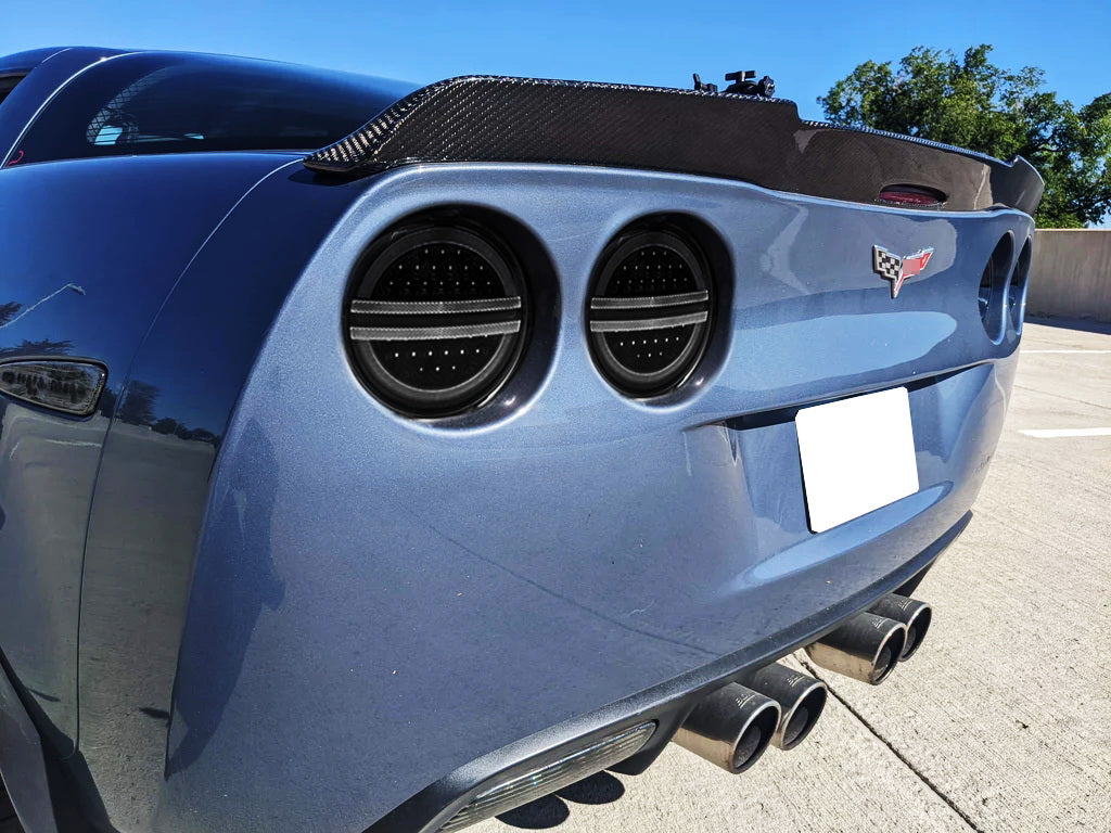 05-13 C6 Corvette LED Halo Headlights with Clear Lens & Black Housing - Laser Tail Lights for Enhanced Visibility - Perfect for Night Driving & Car Shows