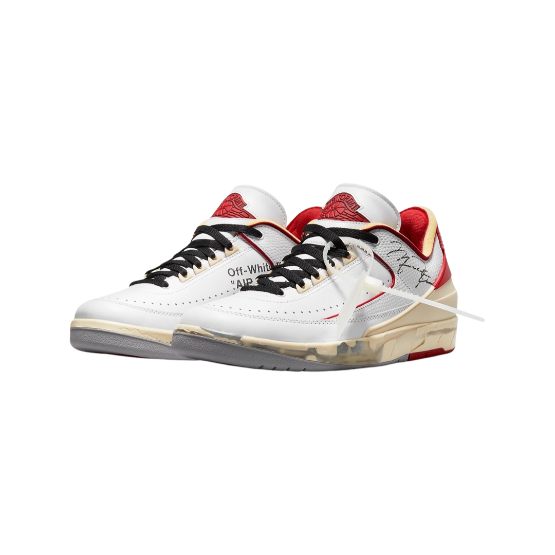 Off White x Air Jordan 2 Retro Low SP Sneakers - White & Varsity Red Colorway - Limited Edition Basketball Shoes for Men | Streetwear Fashion & Sneaker Collecting
