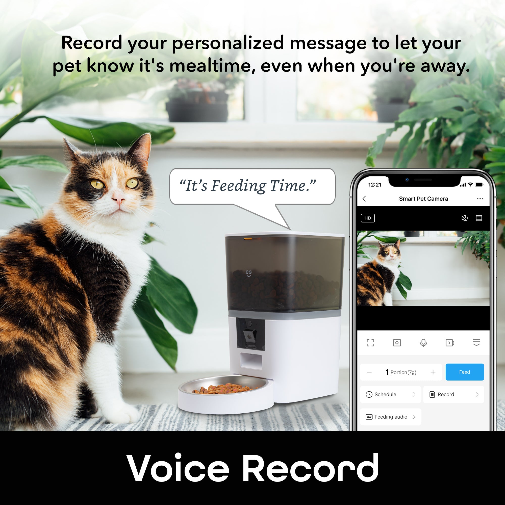 Geeni 6L Smart Pet Feeder with Camera - 1080p HD WiFi Automatic Cat & Dog Food Dispenser with App Control - Perfect for Home, Office & Travel Use