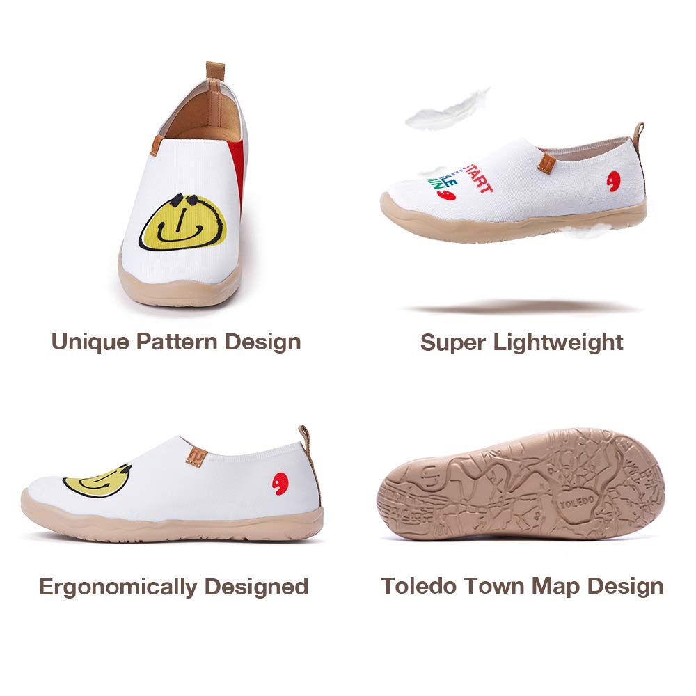UIN Smiley Slip-On Fashion Sneakers - Cute Casual Comfortable Soft Canvas Shoes with Artistic Painting | Perfect for Everyday Wear, Walking, Travel & Street Style Outfits