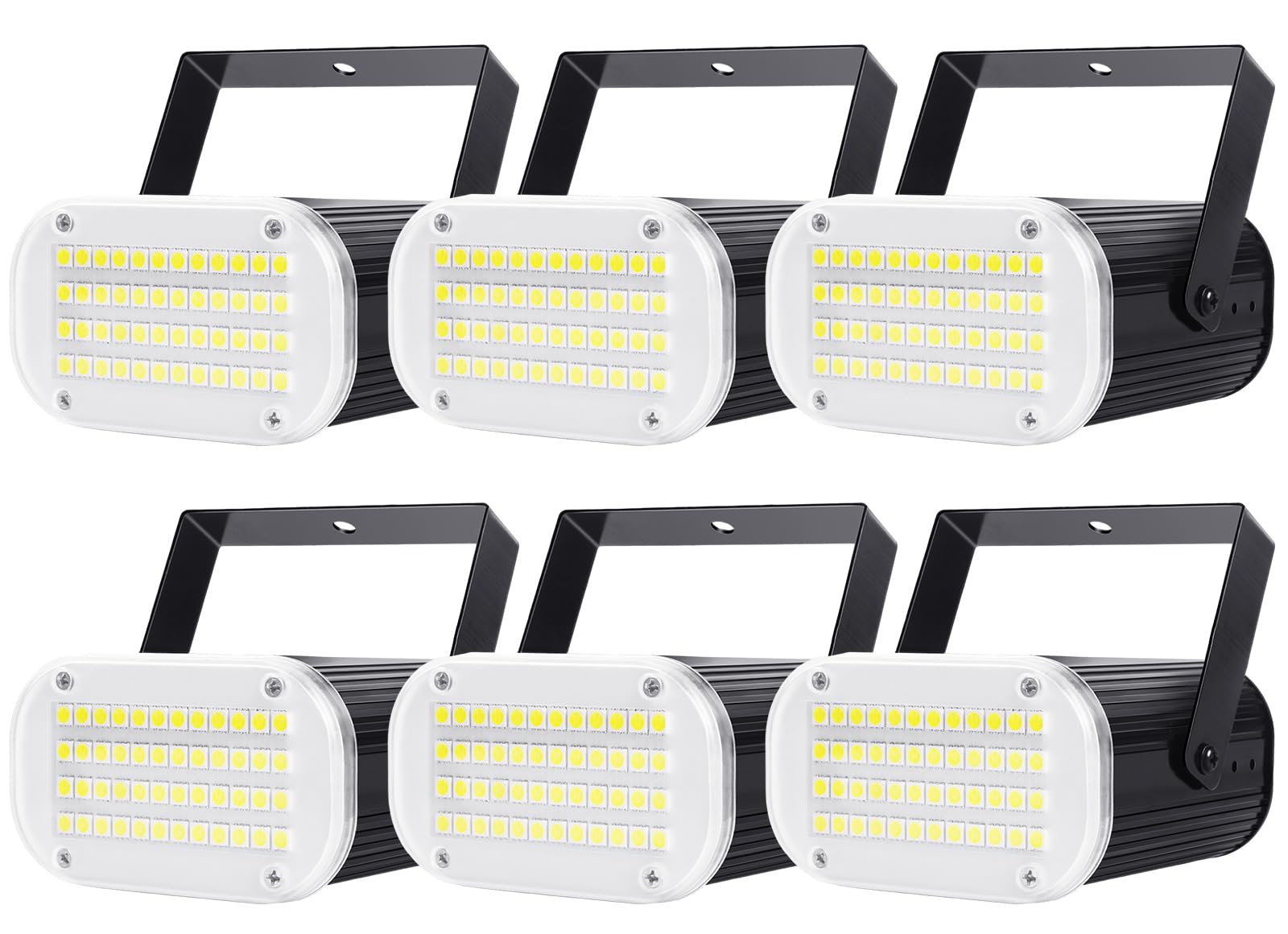 Luditek 6-Pack Mini Halloween White LED Strobe Lights - Sound Activated, Adjustable Flash Speed, 48 Super Bright Party Lights for DJ, Dance, Karaoke, Indoor & Outdoor Decorations | Perfect for Halloween Parties, Club Events, and Home Disco Nights