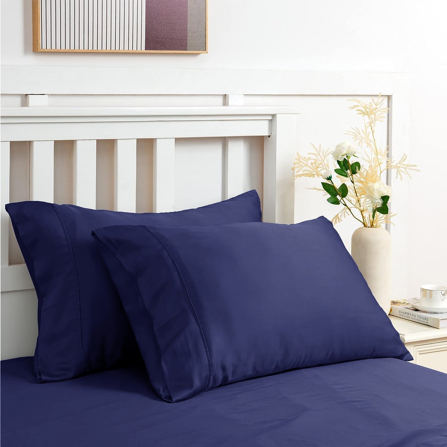 Premium 400 Thread Count 100% Bamboo Sheet Set - Navy Blue - Double Size | Soft, Breathable & Hypoallergenic Bedding for Ultimate Comfort | Perfect for Hot Sleepers & Eco-Friendly Homes