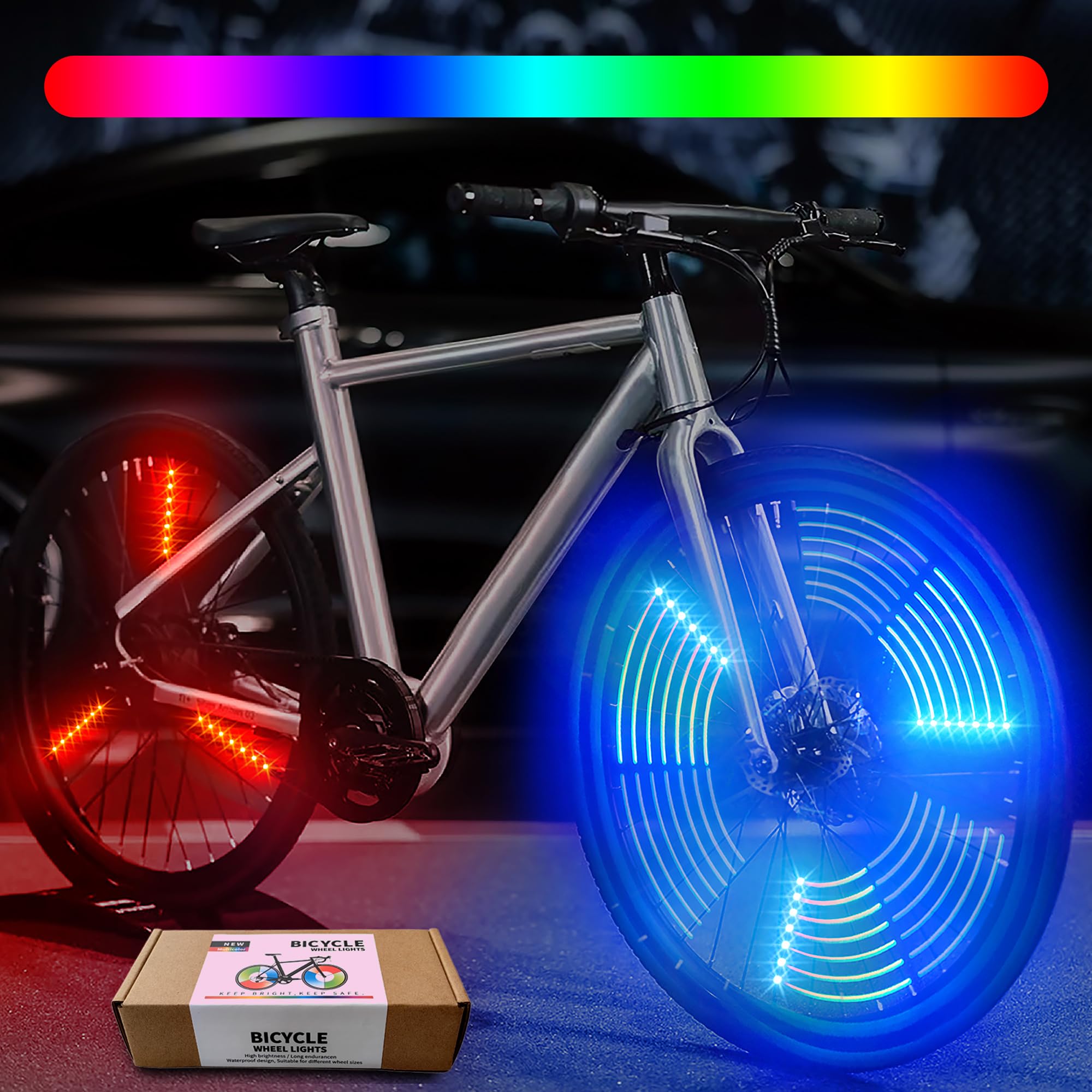 Ultra Bright LED Bike Wheel Lights - Waterproof Bicycle Spoke Lights with Batteries Included (2 Wheel Packs, 6 Color Changing Light Strips) - Perfect Gift for Kids, Teens, Boys & Girls - Ideal for Night Cycling, Safety & Fun Rides