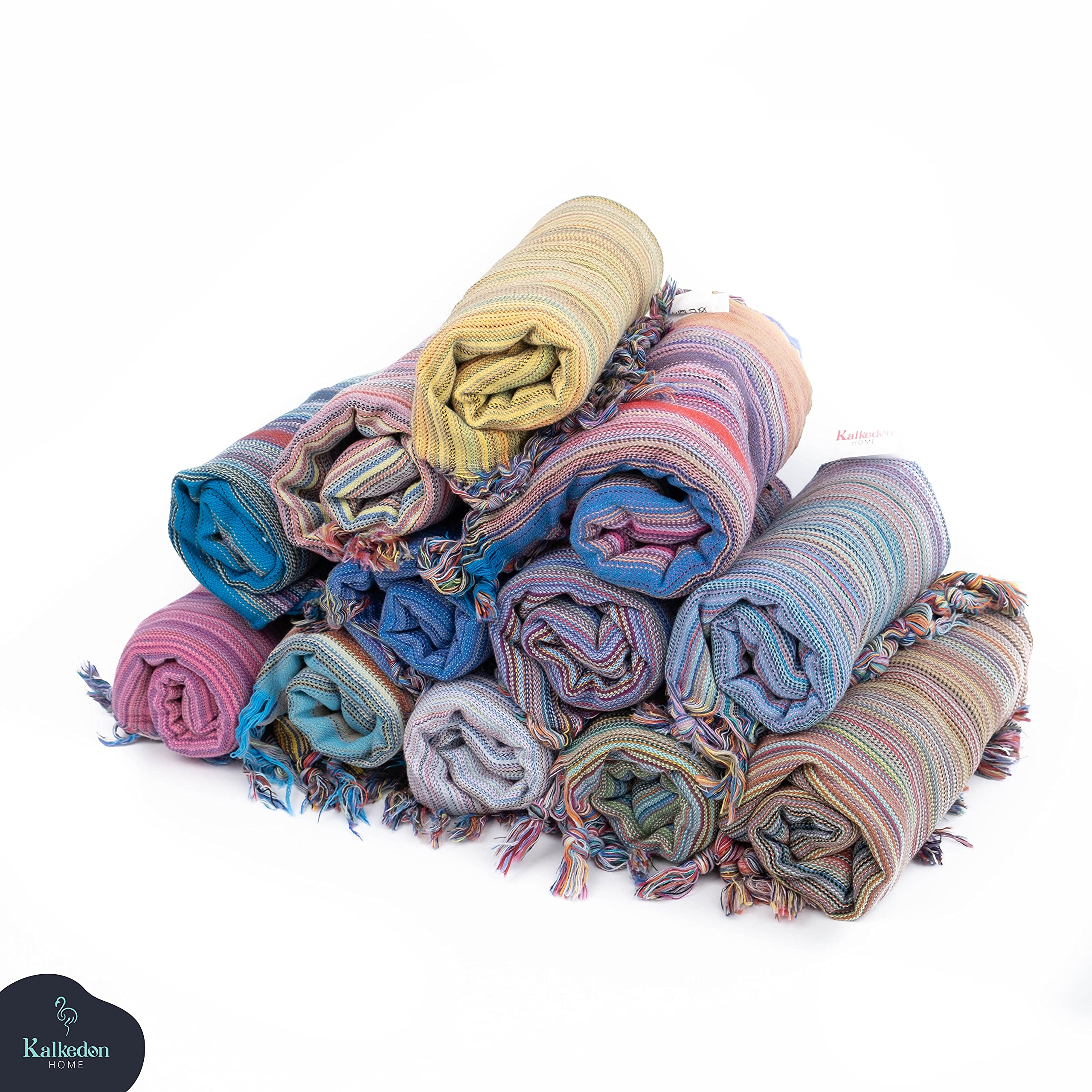 Rainbow Beach Towel - Premium Turkish Cotton Sarong & Yoga Blanket | Soft Peshtemal Wrap for Women | Quick Dry Picnic & Travel Blanket | Perfect for Beach, Pool, Yoga & Outdoor Activities (Pink)