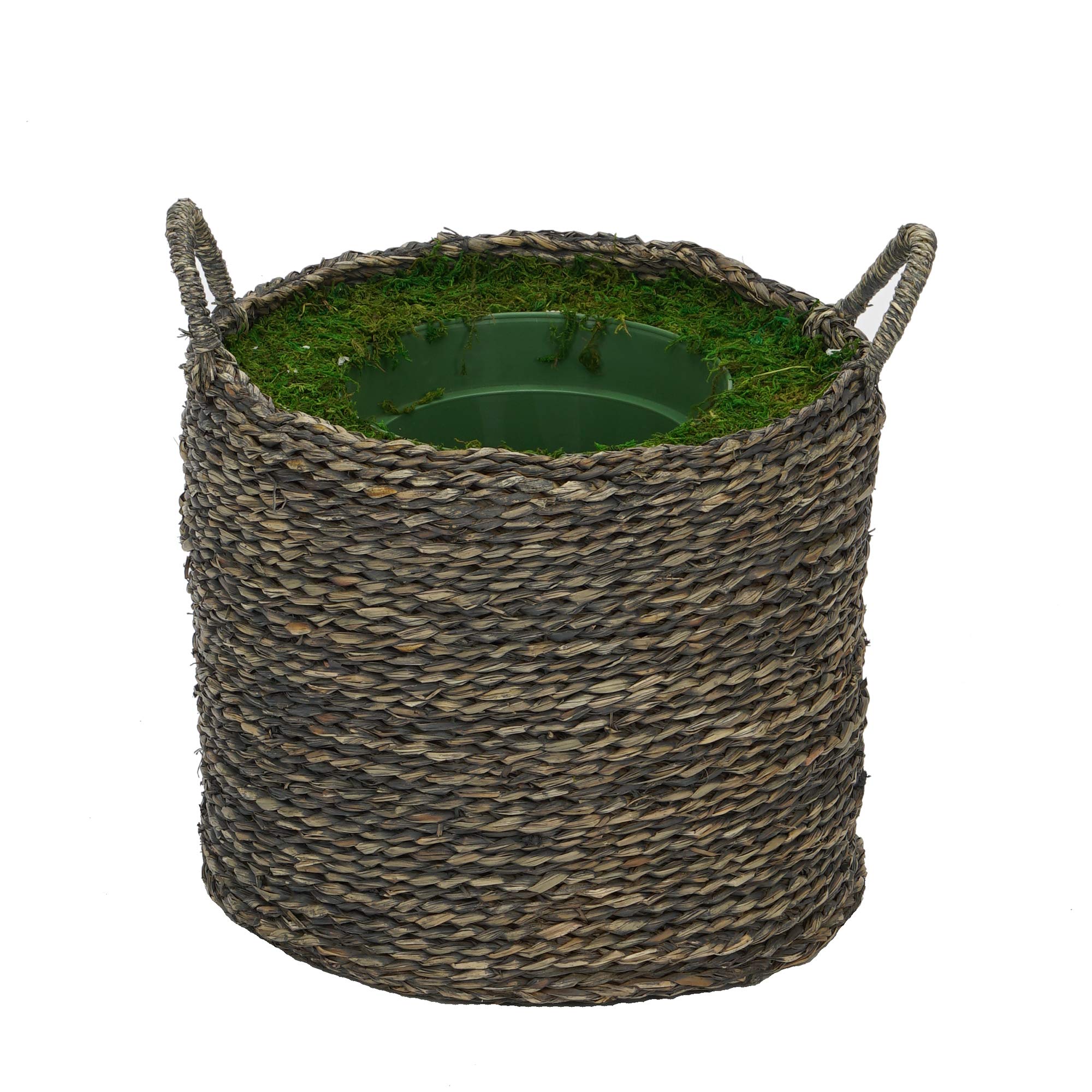 7ft Artificial Fishtail Palm Tree in Seagrass Planter - Grey Wash Indoor/Outdoor Decor for Home, Office, Patio & Garden