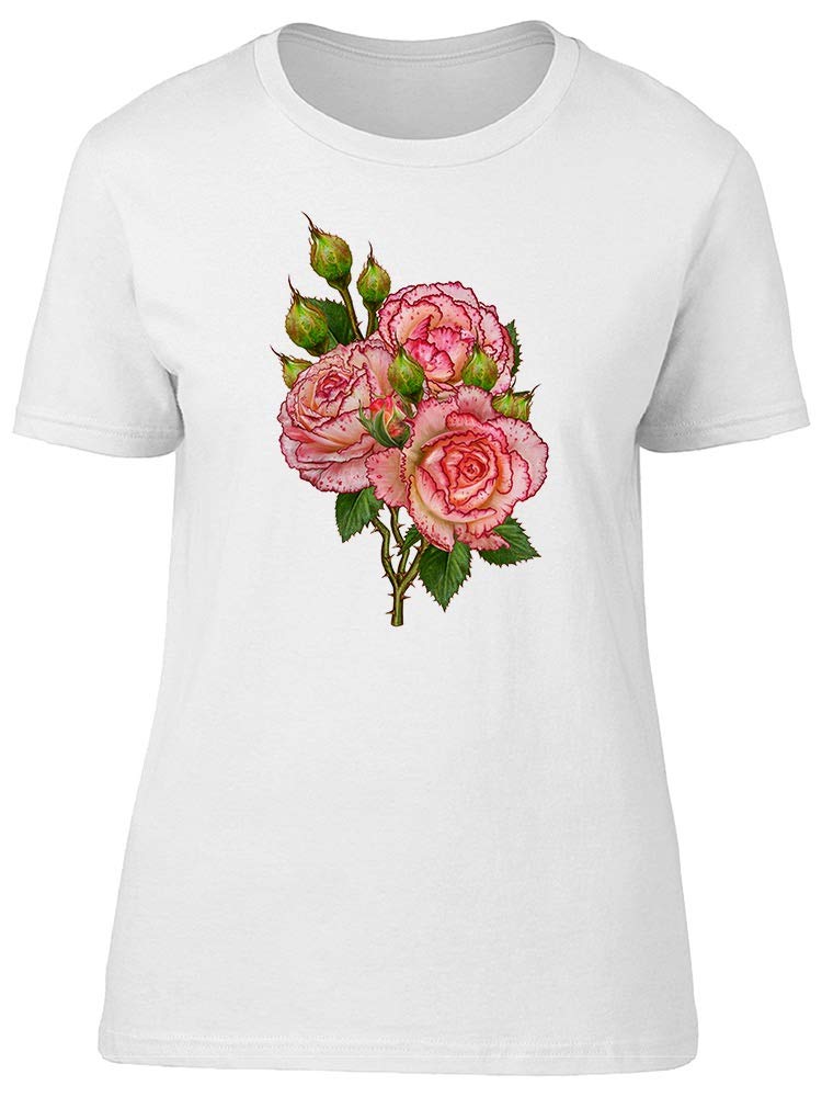 Vintage Rose Floral Print T-Shirt for Women - Soft Pink Retro Style Tee - Perfect for Casual Outfits, Summer Wear & Boho Fashion