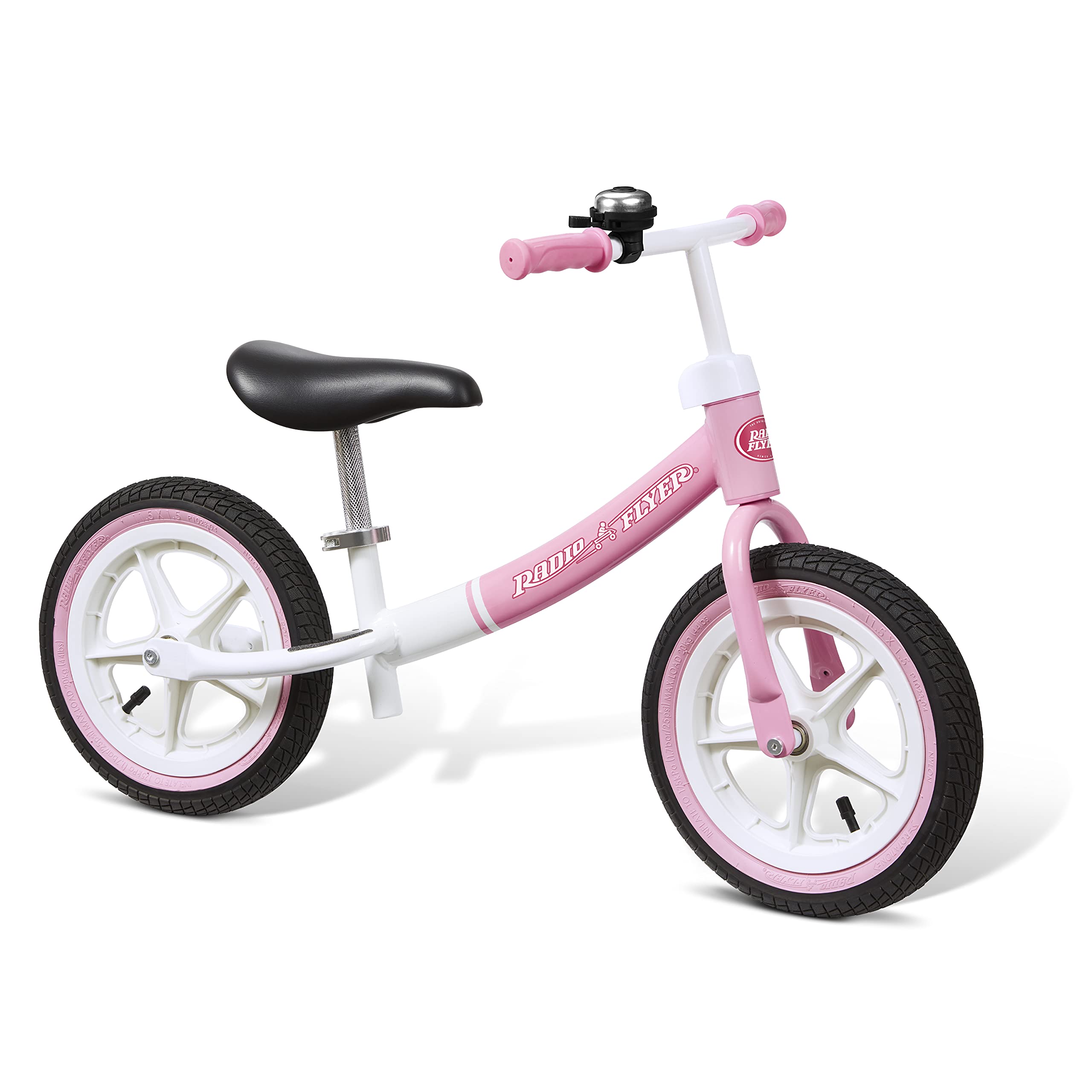 Radio Flyer Air Ride Balance Bike for Toddlers Ages 1.5-5 Years | Pink & White Training Bike with Air Tires | Amazon Exclusive | Perfect for Learning to Ride & Outdoor Play
