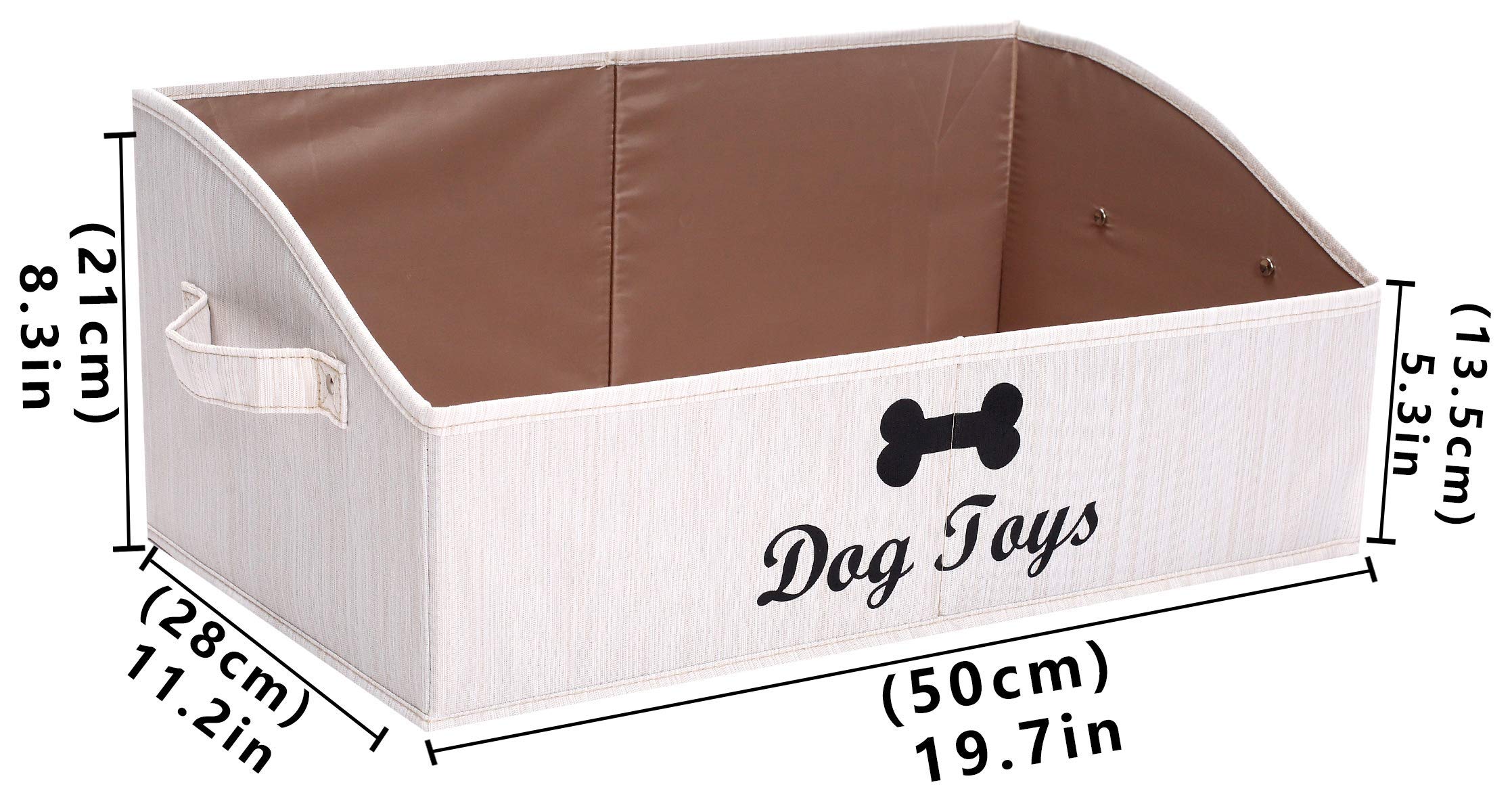 Foldable Fabric Dog Toy Storage Box with Handle - Large Collapsible Trapezoid Organizer Basket for Pet Toys (Beige) | Perfect for Living Room, Bedroom & Dog Play Area Organization