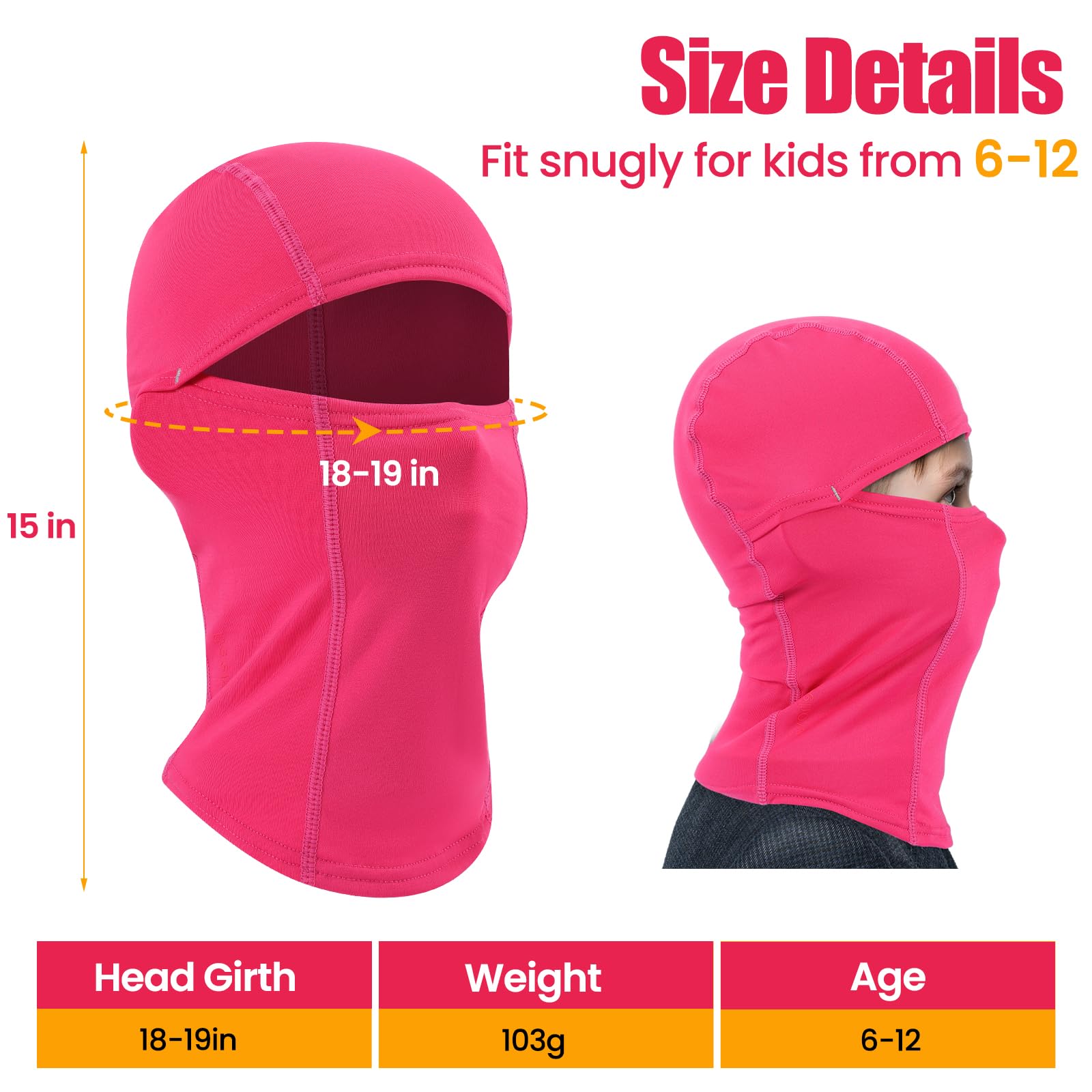 Kids Fleece Balaclava Ski Mask - Winter Face Cover for Boys & Girls | Cold Weather Protection for Skiing, Snowboarding & Outdoor Activities | Black