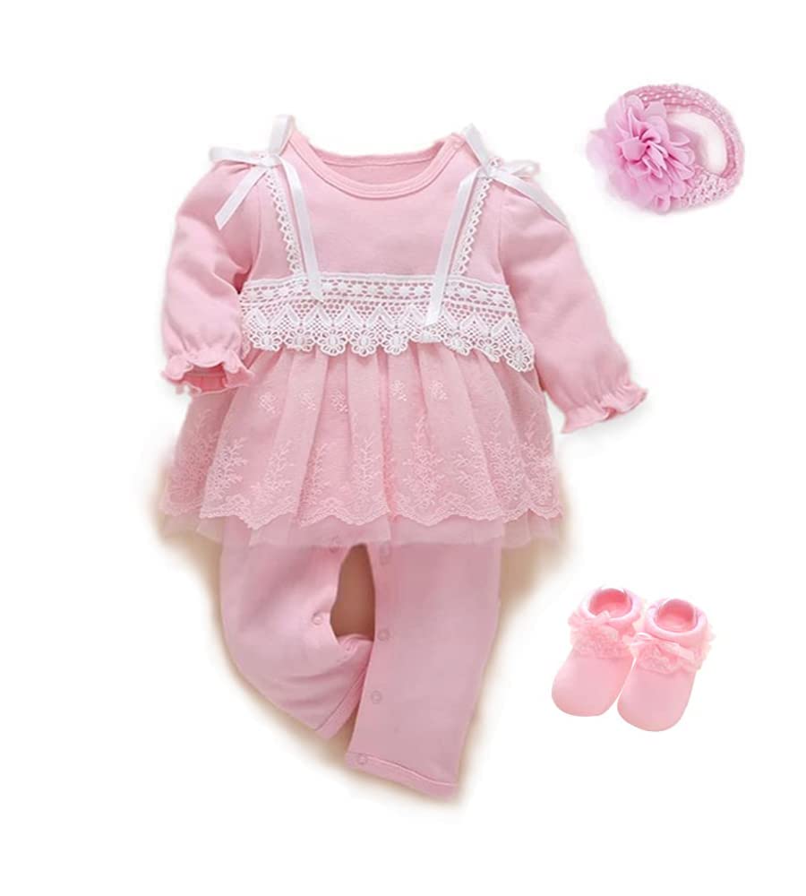 Foohinck Newborn Baby Girl Clothes 0-3 Months - Lace Bow Romper Jumpsuit Outfit for Princess Party, Photo Shoot & Special Occasions