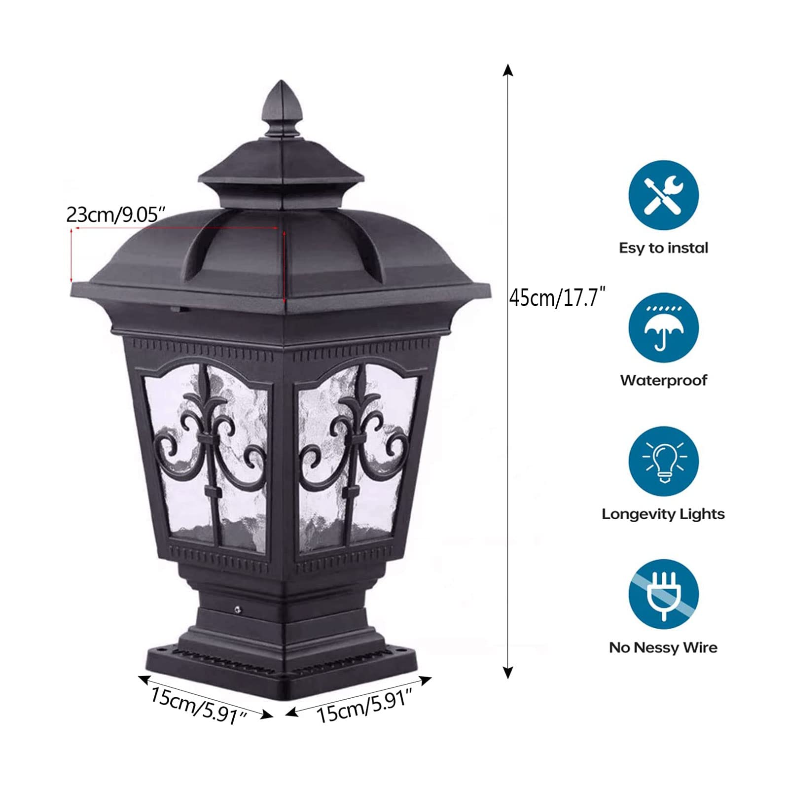 Modern Outdoor Pillar Lights - E26 Aluminum Column Post Lights with Seeded Glass, Waterproof Exterior Lighting for House, Garden, Backyard & Patio | Durable Landscape Lighting for Pathways, Driveways & Outdoor Decor