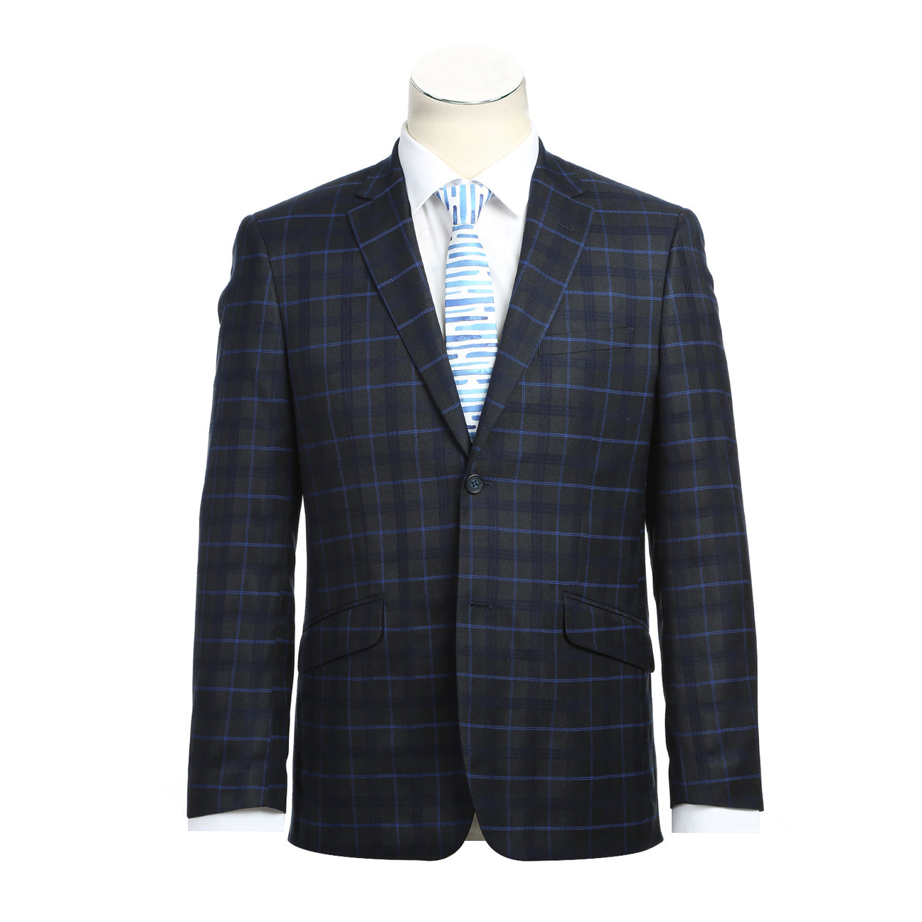 Renoir Blue Alessandro Vitello Slim Fit Checked Suit for Men - Blue 293 27 | Business Attire & Formal Events | Office Wear & Wedding Suits