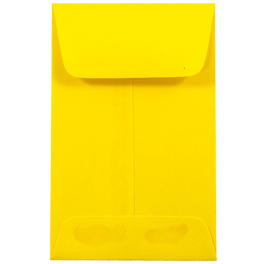 JAM PAPER #1 Coin Business Colored Envelopes - 2 1/4 x 3 1/2 Inches - Yellow Recycled Paper - Bulk Pack of 500 Envelopes per Box - Perfect for Coin Collectors, Small Business Mailings & Gift Cards