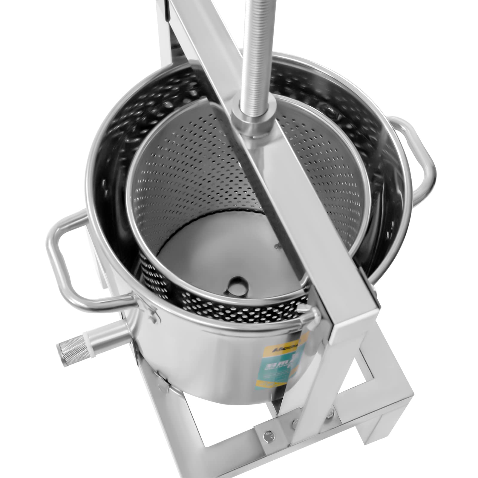 10L Stainless Steel Fruit Press for Cider, Wine & Juice Making - Heavy Duty 304 Stainless Steel Crusher for Apples, Grapes & Berries - Perfect for Home Brewing, Winemaking & Fresh Juice Extraction