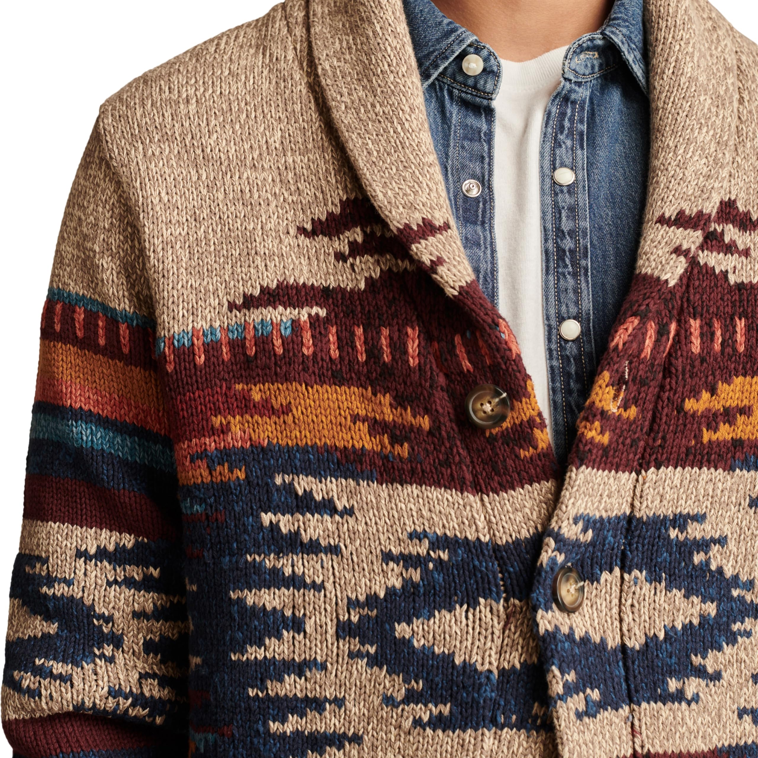 Lucky Brand Men's Southwest Shawl Cardigan - Soft & Stylish Knit Sweater for Casual Wear, Fall & Winter Fashion | Cozy Layering for Outdoors, Office & Date Nights