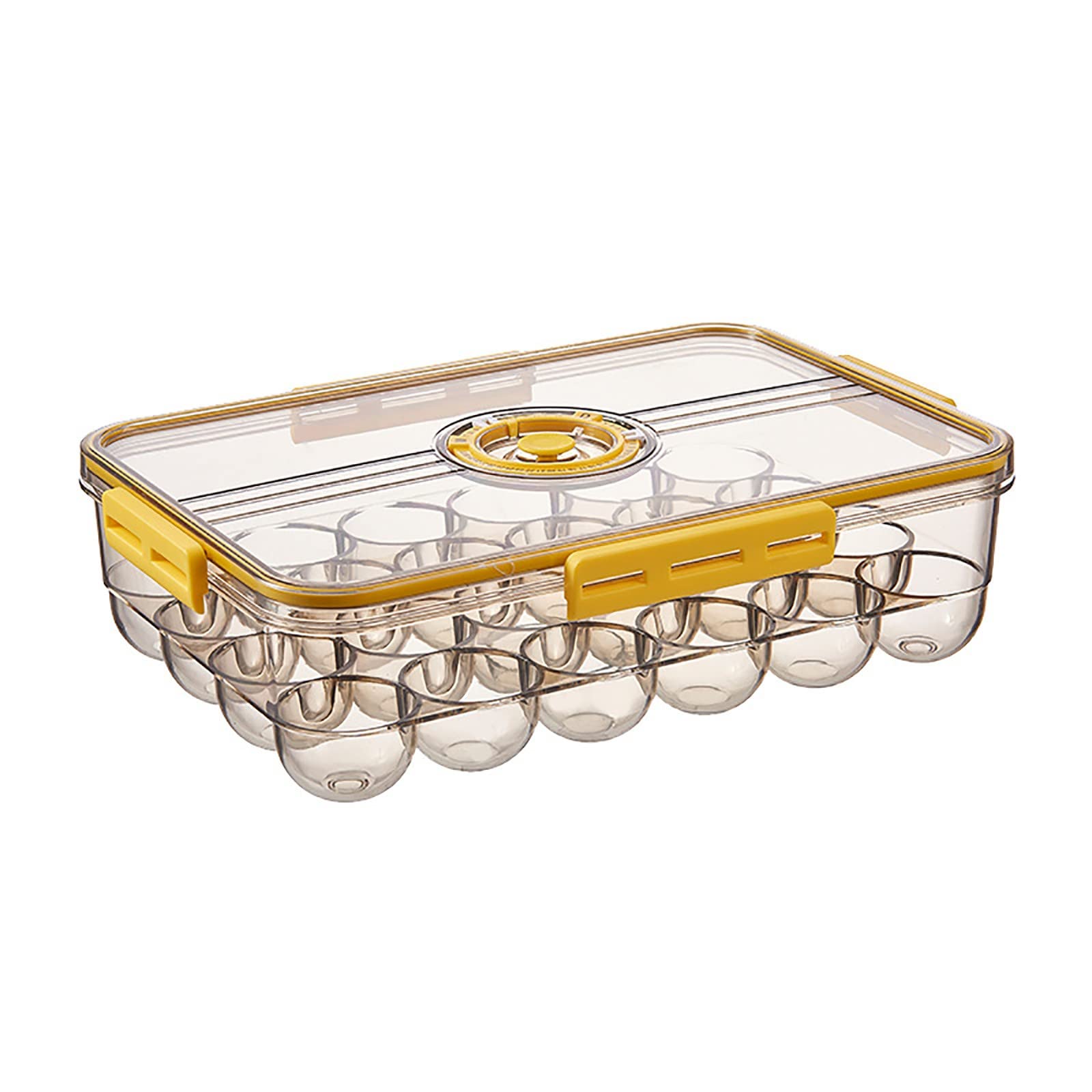 Clear Stackable PET Plastic Egg Holder with Lid & Buckle - 24 Egg Tray Storage Container for Refrigerator Organization | Perfect for Kitchen, Fridge, Picnic & Lunch Box Storage