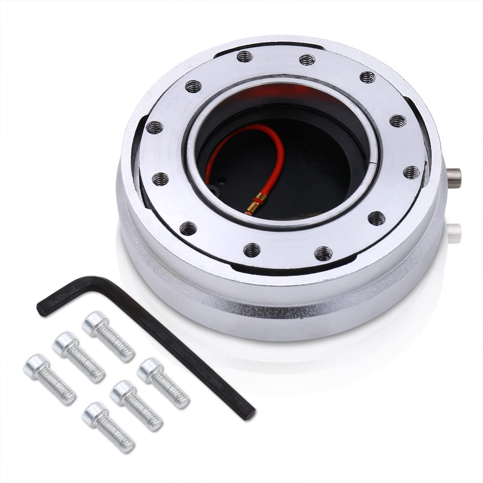 Universal JDM VIP USDM KDM DTM Euro 6-Bolt Quick Release Steering Wheel Adapter Hub Kit - Slim Aluminum Detachable Snap-Off Boss for Aftermarket Wheels - Perfect for Racing, Drifting & Car Customization