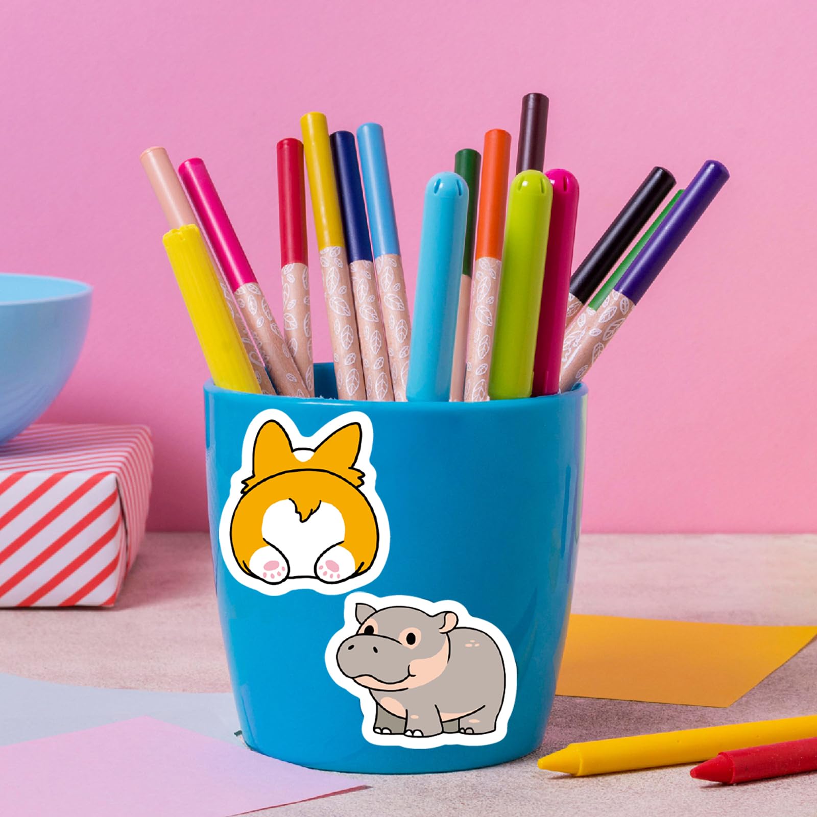 SYCARON 200PCS Waterproof Vinyl Stickers for Water Bottles, Laptops, Notebooks - Cute Animal Stickers for Kids, Girls, Teens & Adults - Perfect for School, Office & DIY Crafts