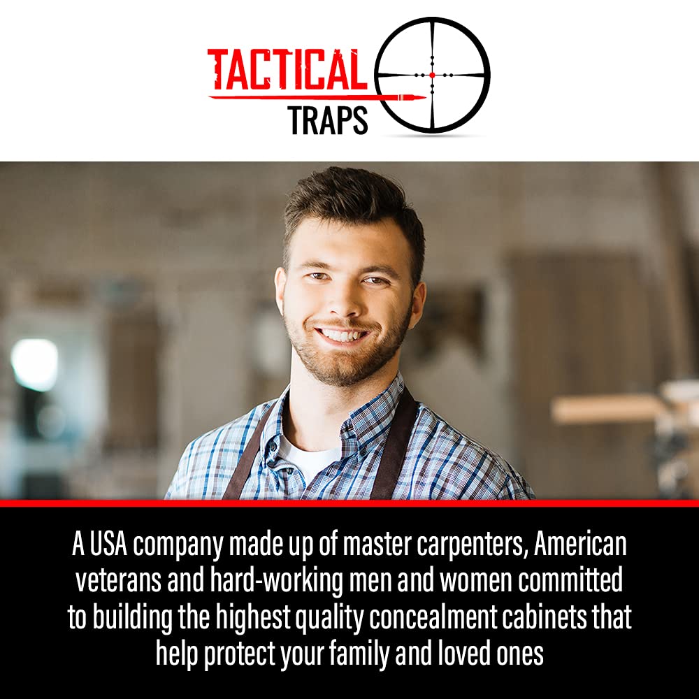 Tactical Traps - Guardian 15s Frame Gun Safe with RFID Lock & Hidden Compartment | Secure Firearm & Magazine Storage | Easy Install (18.75”x15.75”) Cherry Wood | Perfect for Bedroom, Closet & Home Defense