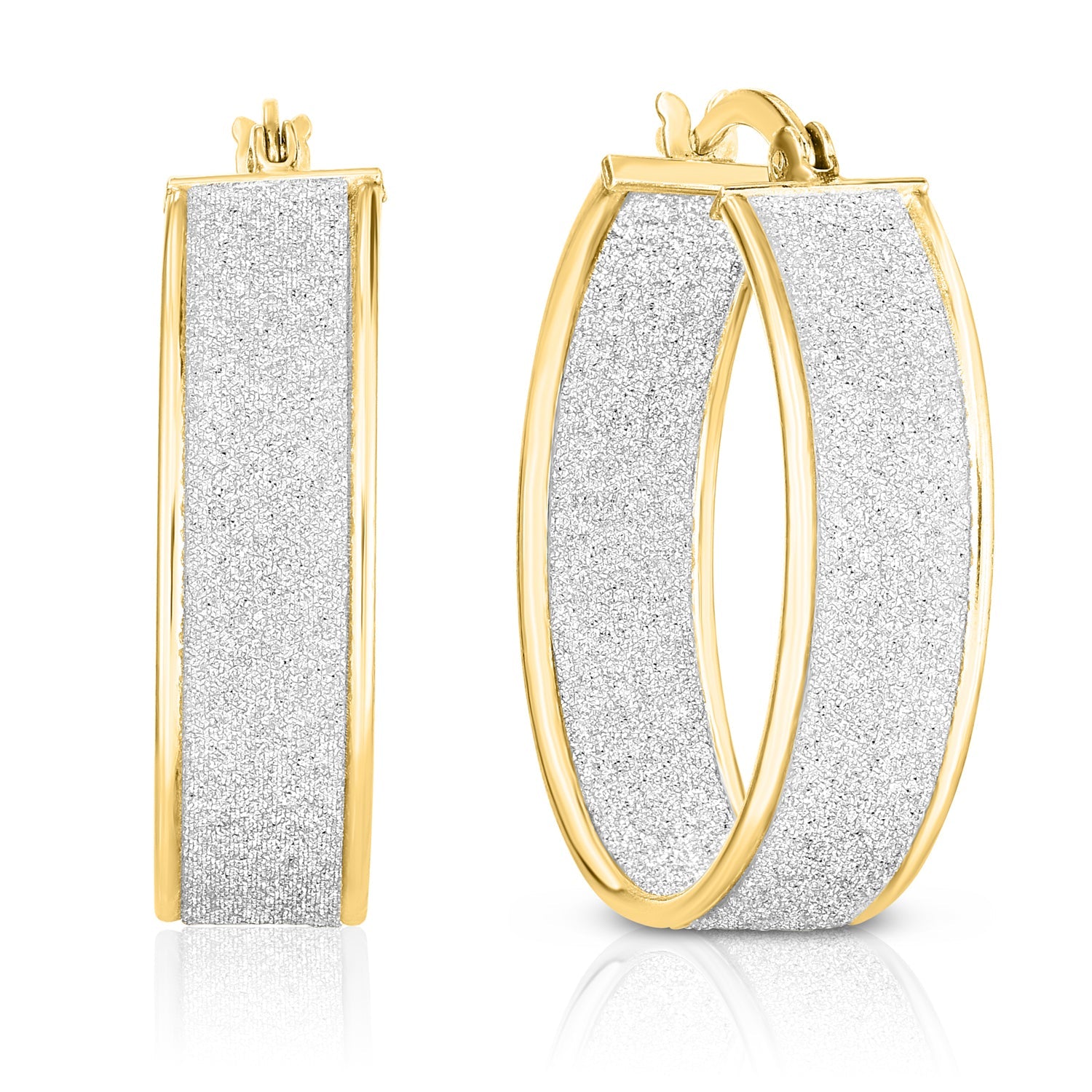 25mm Glitter Hoop Earrings for Women - Sparkling Gold & Silver Dangle Earrings for Parties, Weddings, and Everyday Wear