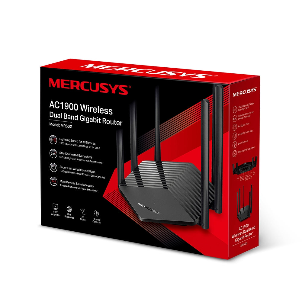 Mercusys MR50G AC1900 Dual Band WiFi Router - High Speed Gigabit Wireless Internet for Home & Office | Streaming, Gaming, Video Calls