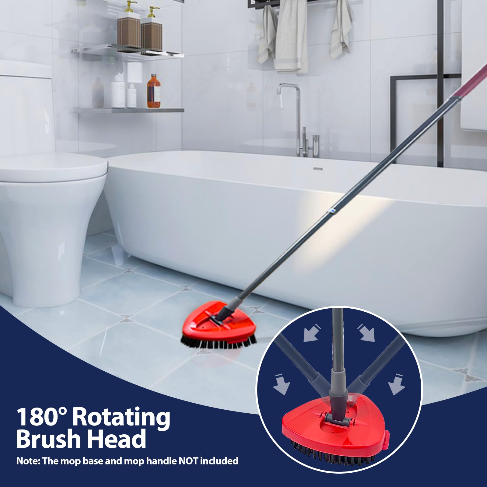 Spin Mop Scrub Brush Head 2-Pack - Hard Bristle for EasyWring System - Bathroom & Kitchen Cleaning