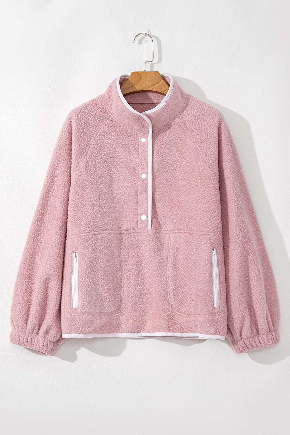 Half Snap Long Sleeve Sweatshirt with Side Slit Pockets - Comfortable Pullover for Women & Men - Perfect for Casual Wear, Workout & Street Fashion