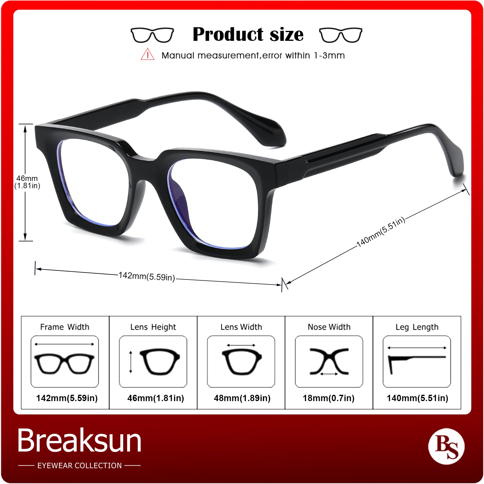 Stylish Square Glasses for Women & Men - Classic Anti Blue Light Clear Lens Frames | Perfect for Work, Gaming & Screen Time Protection