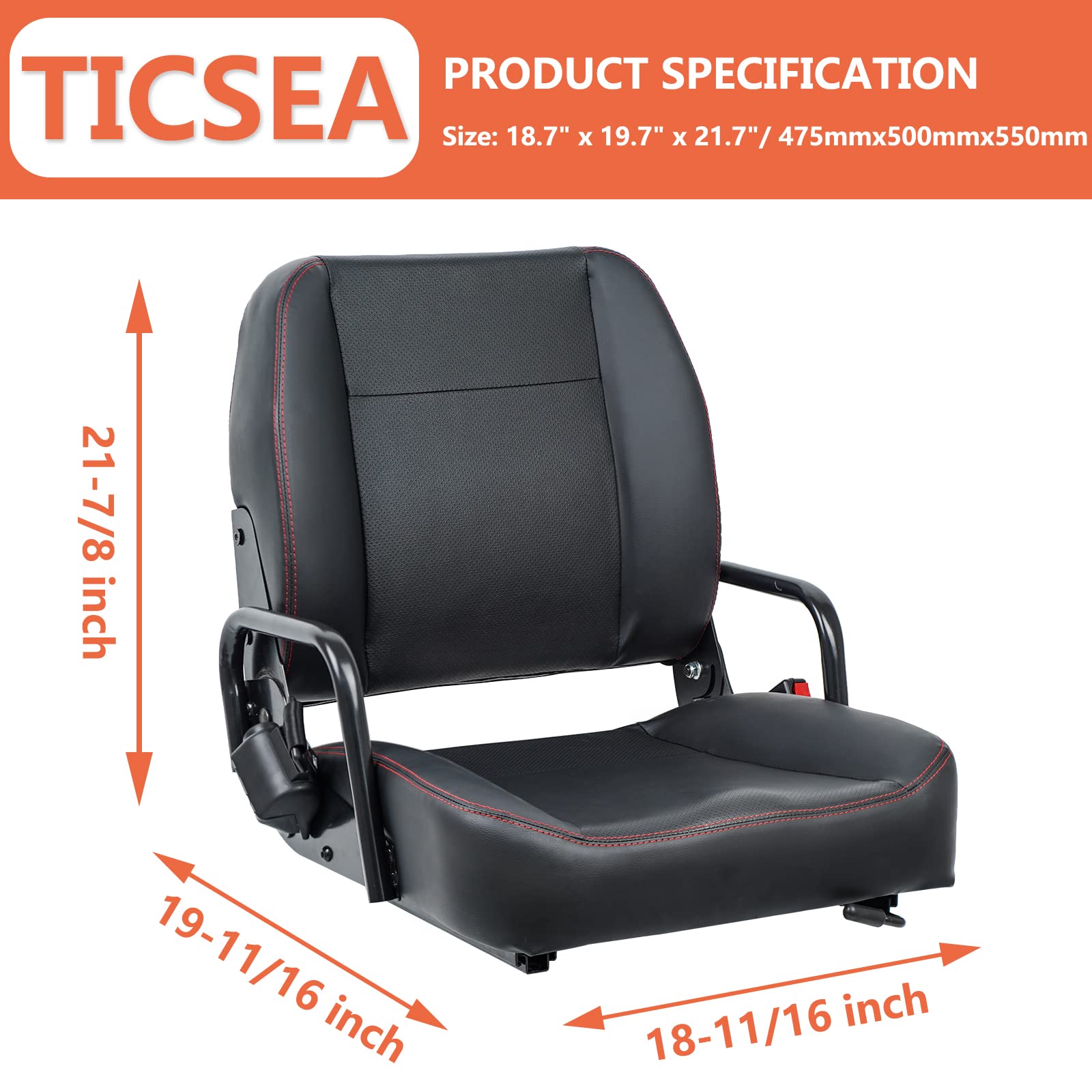 Universal Forklift Seat with Adjustable Backrest & Safety Belt - Heavy Duty Tractor Seat for Excavator, Skid Loader, Backhoe, Dozer & Telehandler - Ideal for Construction, Farming & Industrial Equipment Operators