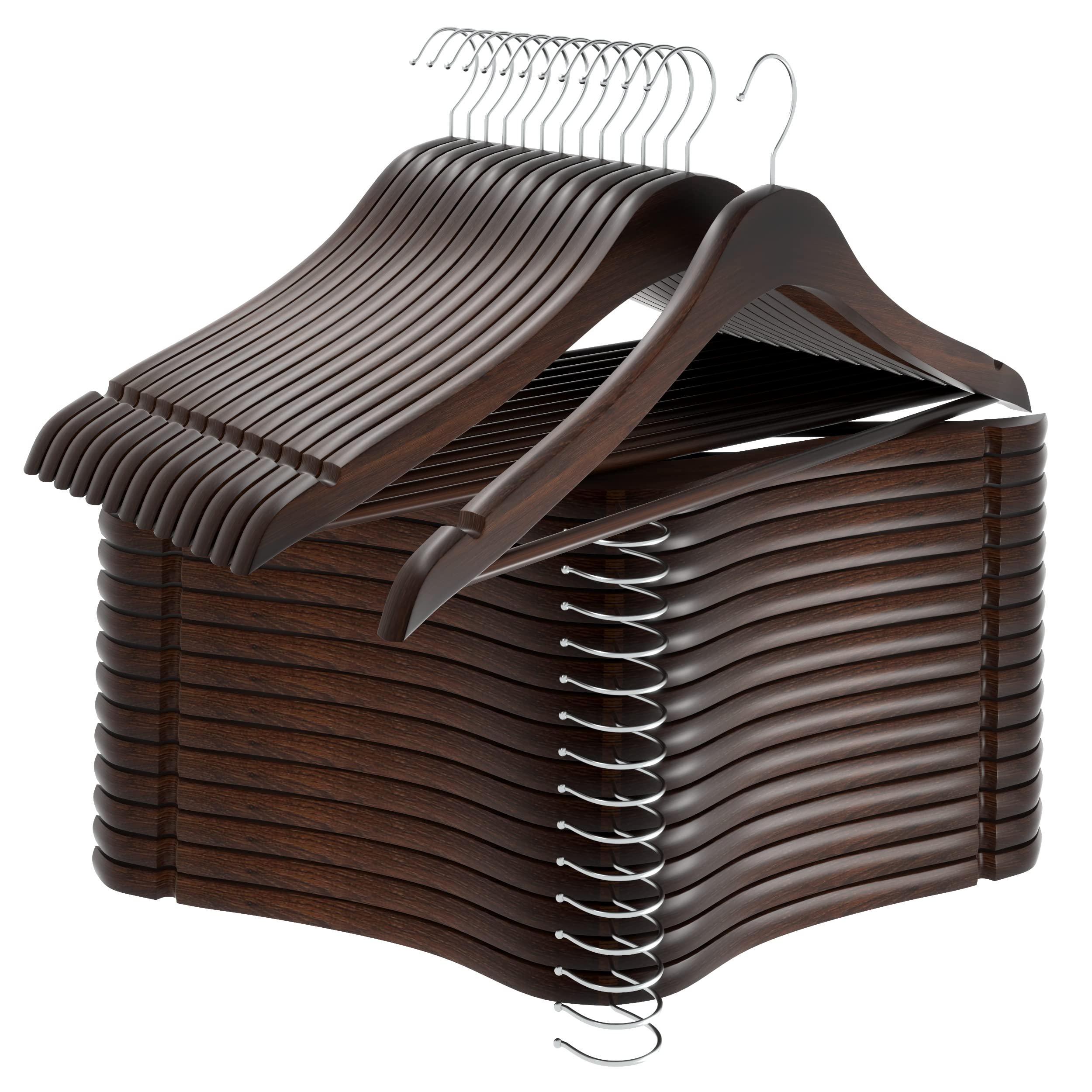 Utopia Home Premium Wooden Hangers 30 Pack - Durable Slim Coat & Suit Hangers with 360° Rotatable Hook & Shoulder Grooves (Brown) - Perfect for Closet Organization, Wardrobe Storage & Garment Protection
