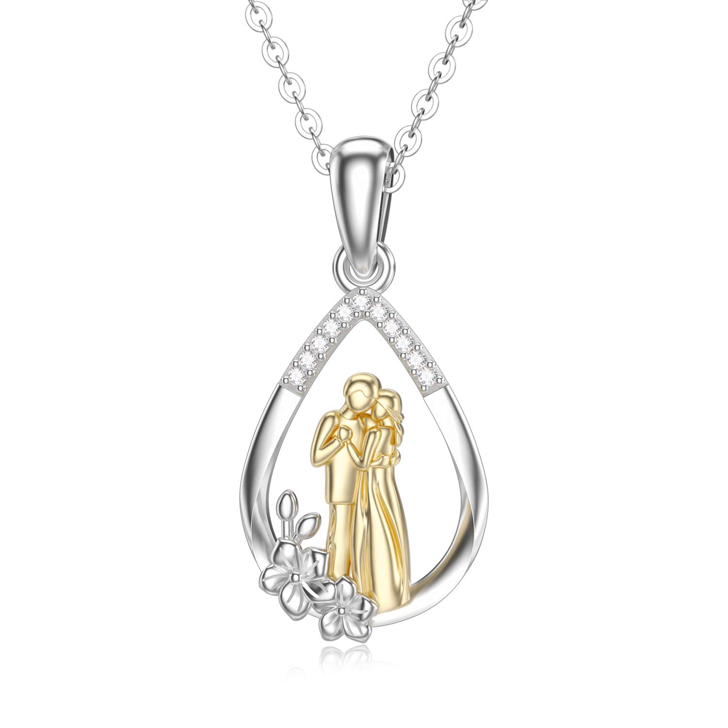 10k 14k 18k Solid Gold Couples Necklace for Women & Men - Romantic Matching Lover's Necklace Jewelry - Perfect Valentine's Day Gift, Birthday Present, Anniversary or Wedding Jewelry - Ideal for Date Nights, Proposals & Special Occasions